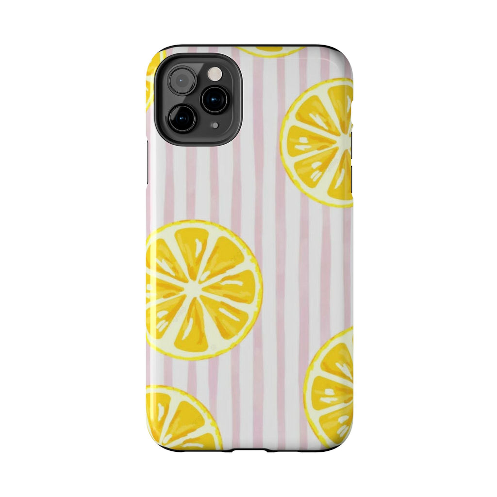 Lemon Slice Tough Phone Case — Pink Stripe Summer Protective Cover