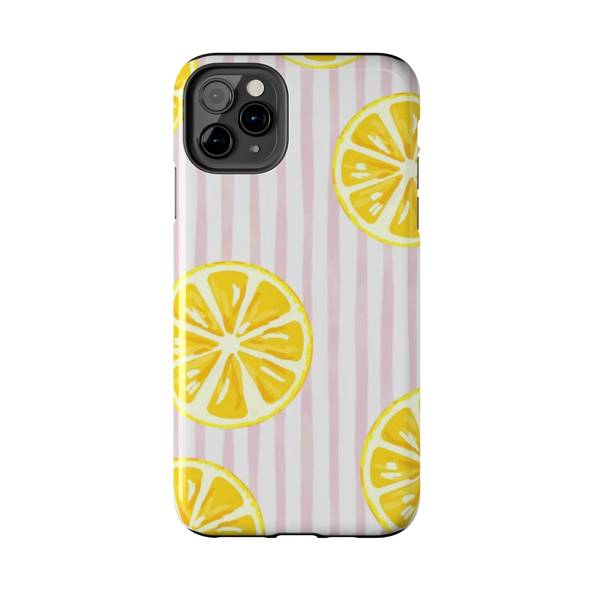 Lemon Slice Tough Phone Case — Pink Stripe Summer Protective Cover
