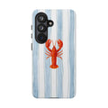 Lobster Stripe Phone Case — Nautical Blue & White Protective Cover
