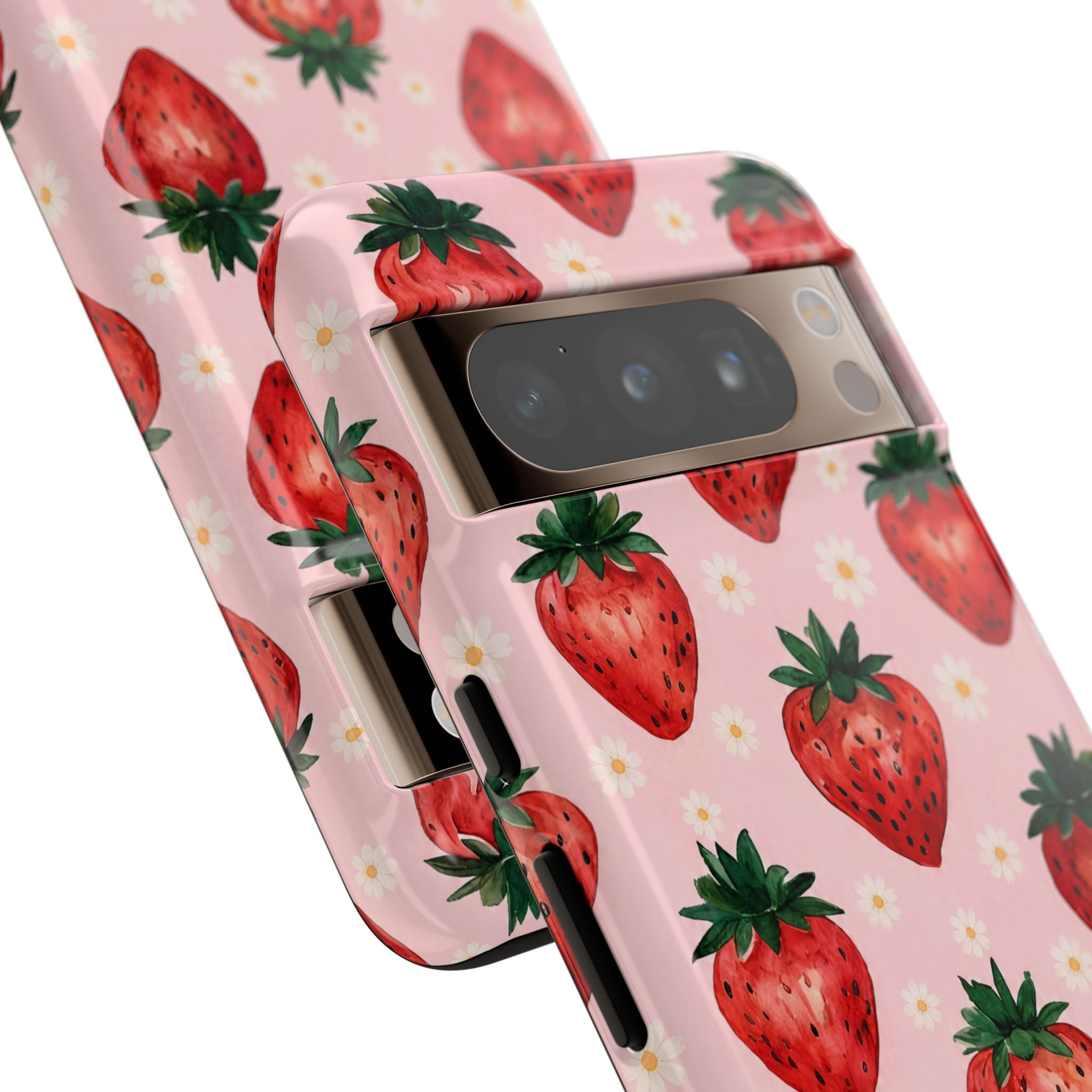 Strawberry Pattern Tough Case — Cute Pink Fruit Phone Case
