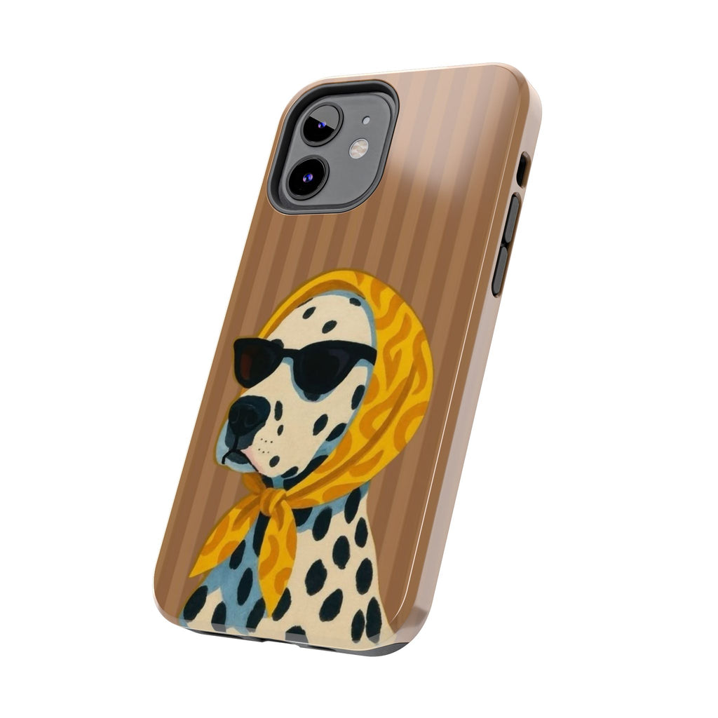 Dalmatian in Scarf Tough Phone Case — Retro Dog Print Protective Cover