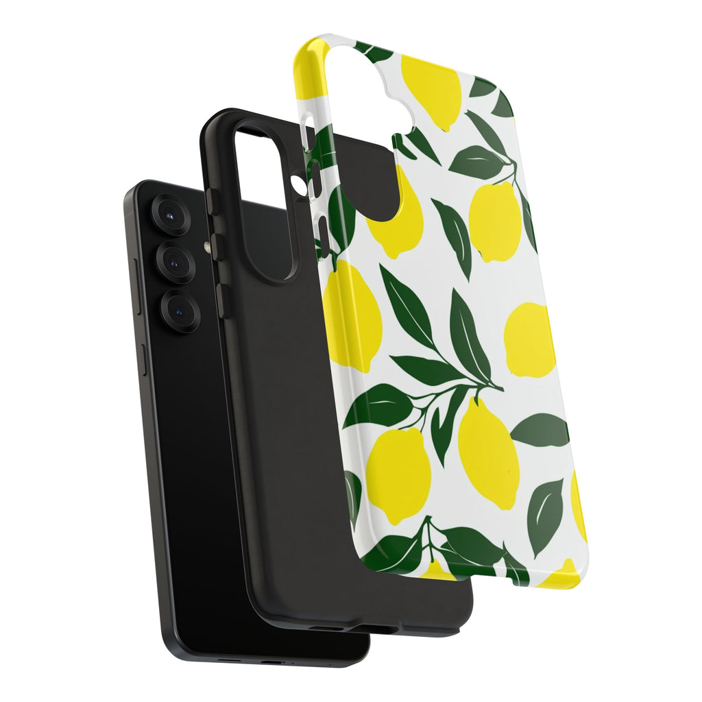 Lemon Pattern Tough Phone Case — Bright Citrus Protective Cover