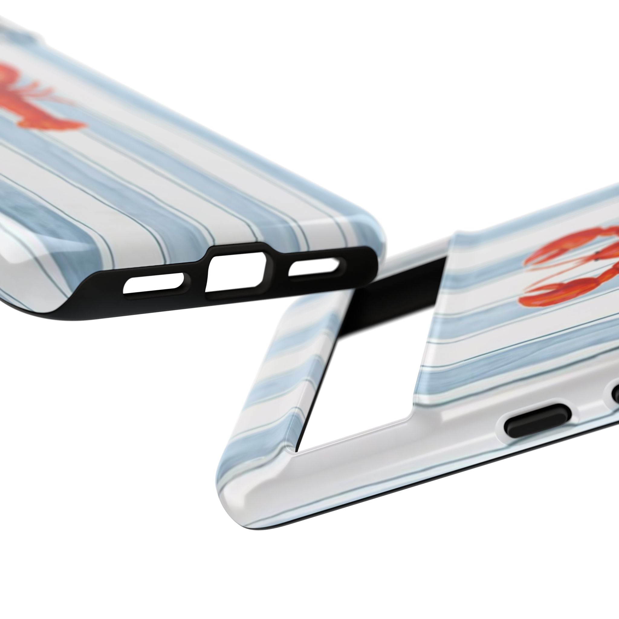 Lobster Stripe Phone Case — Nautical Blue & White Protective Cover