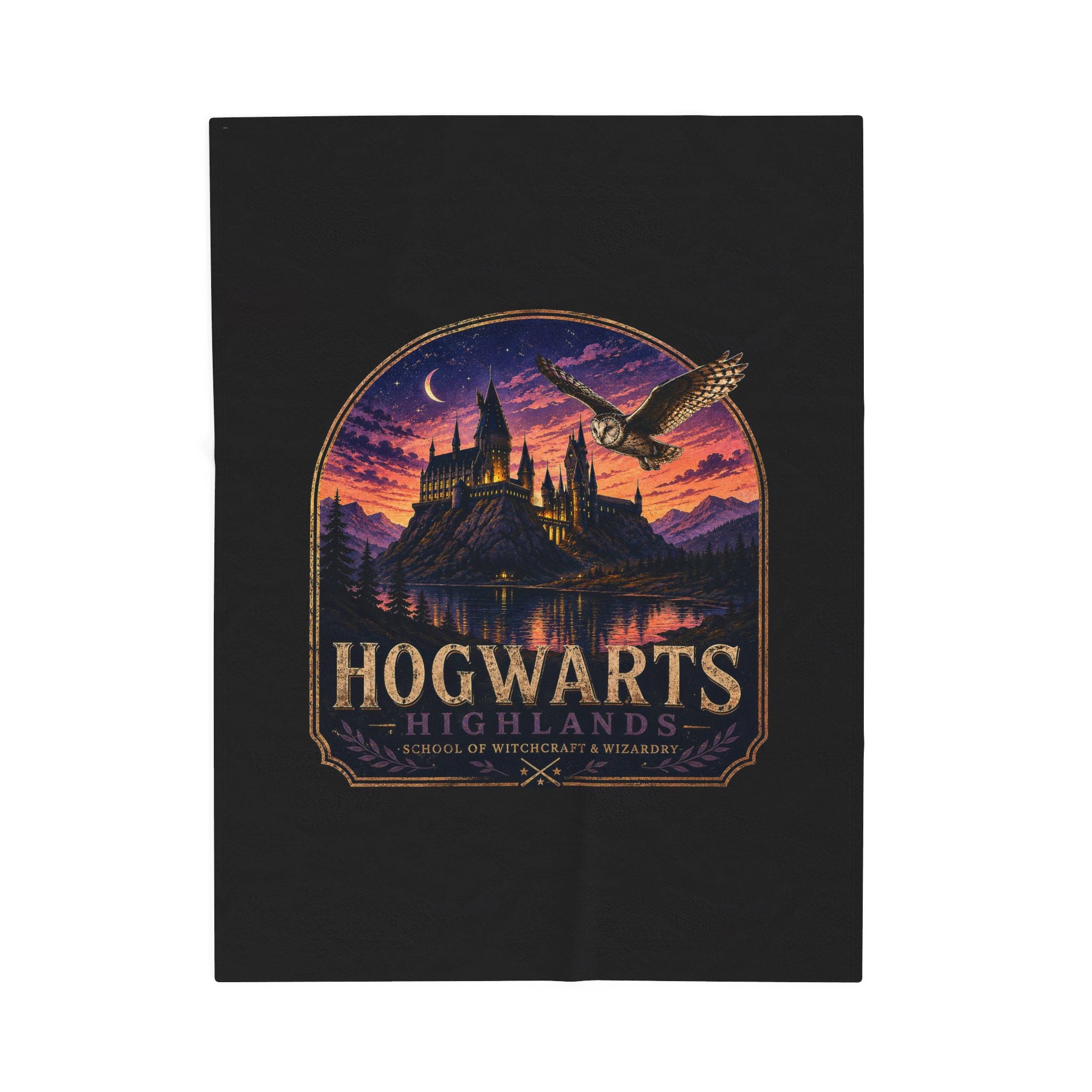 Hogwarts Highlands Velveteen Plush Blanket — Magical Castle Throw for Fans