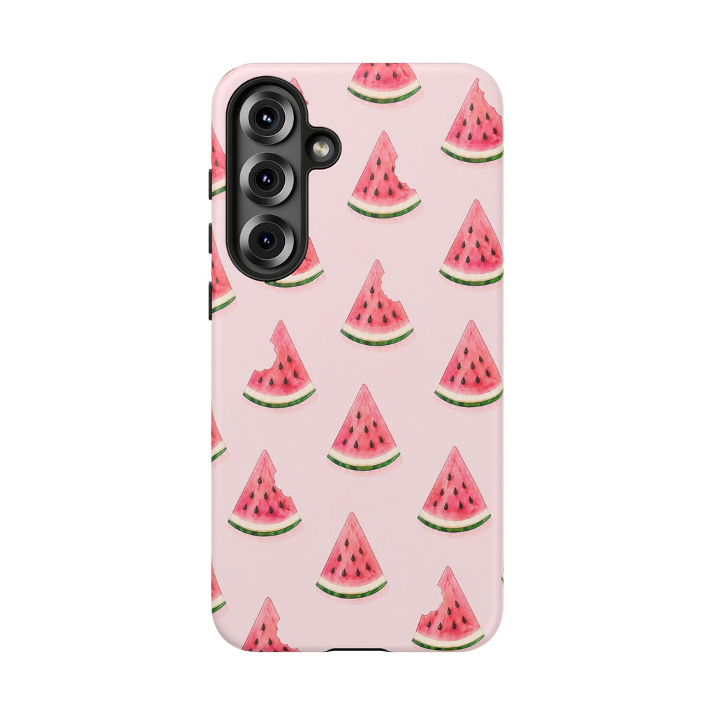Watermelon Pattern Tough Phone Case — Pink Fruit Slice Protective Case