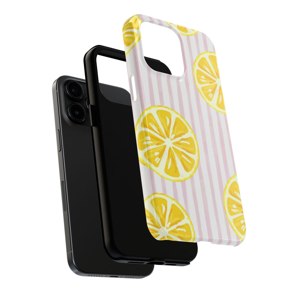 Lemon Slice Tough Phone Case — Pink Stripe Summer Protective Cover
