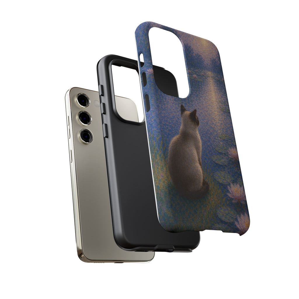 Cat Moonlight Phone Case — Serene Siamese by Lily Pond
