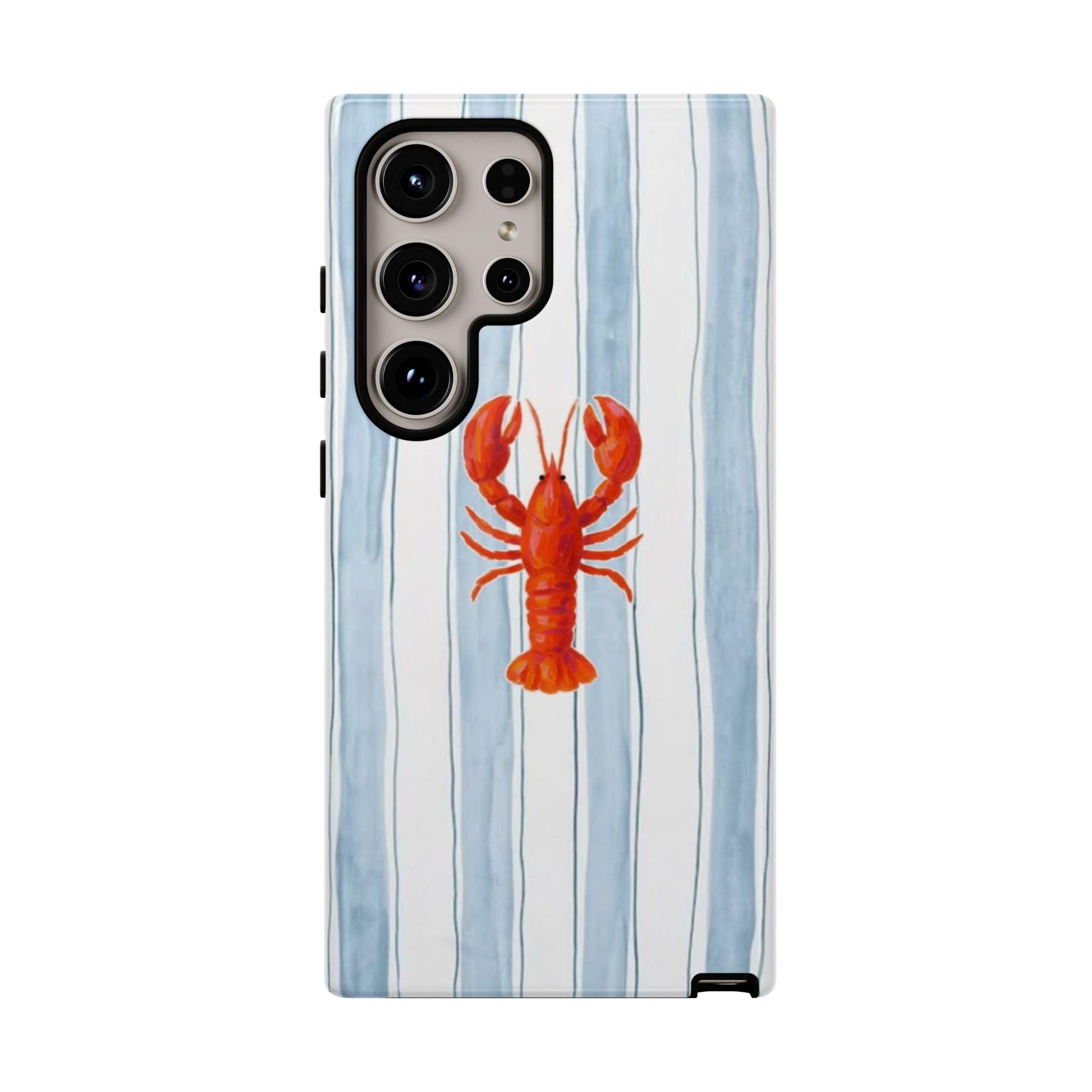 Lobster Stripe Phone Case — Nautical Blue & White Protective Cover