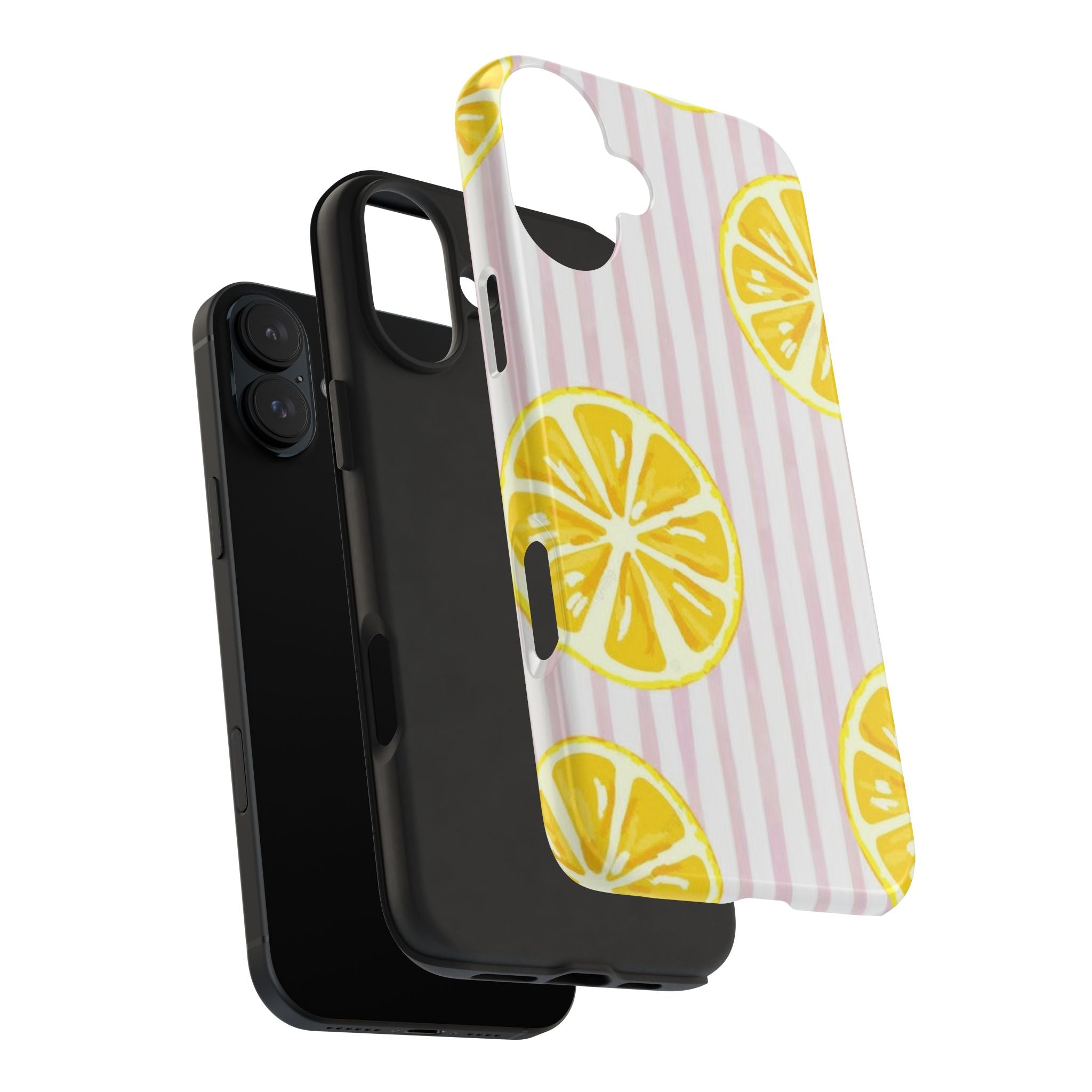 Lemon Slice Tough Phone Case — Pink Stripe Summer Protective Cover