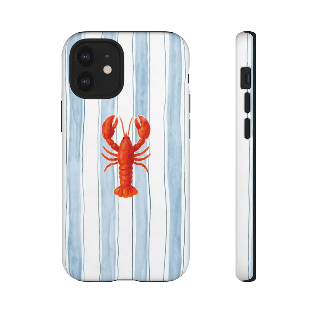 Lobster Stripe Phone Case — Nautical Blue & White Protective Cover