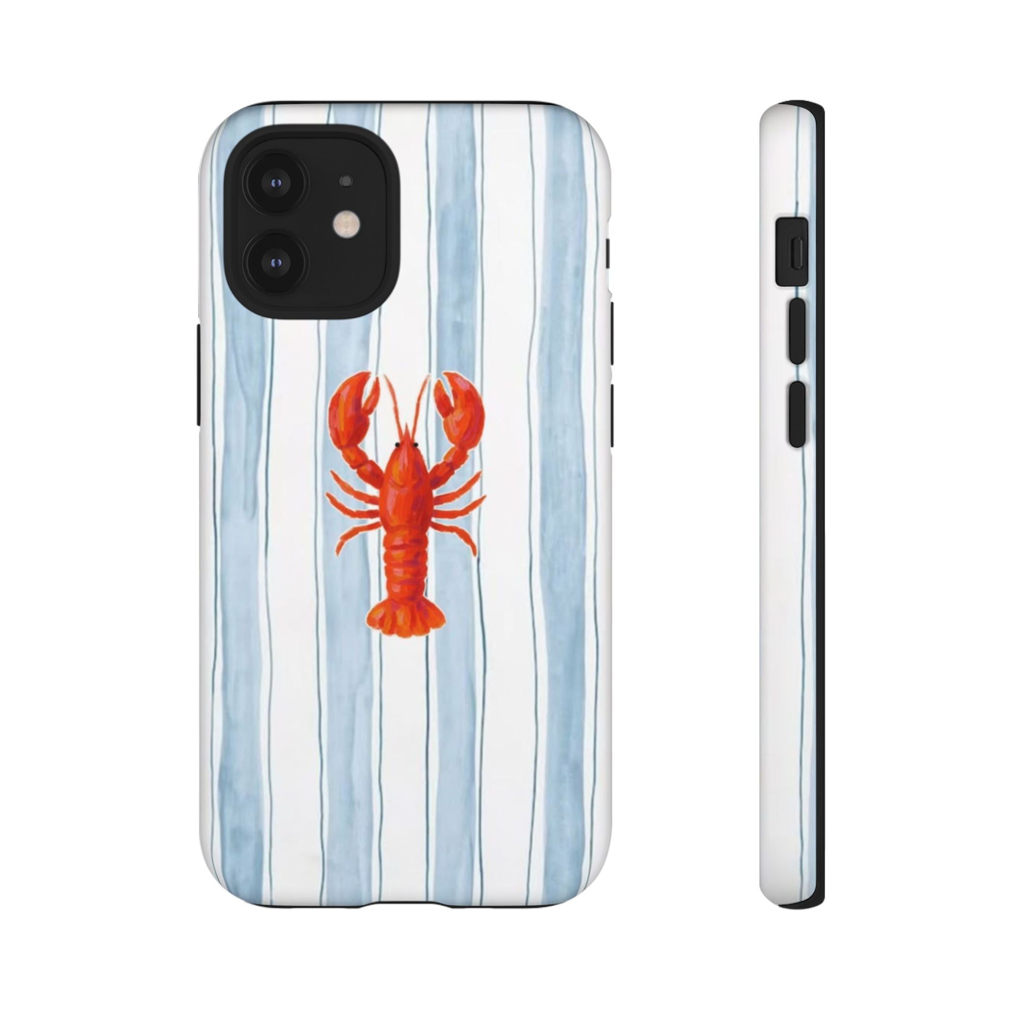 Lobster Stripe Phone Case — Nautical Blue & White Protective Cover