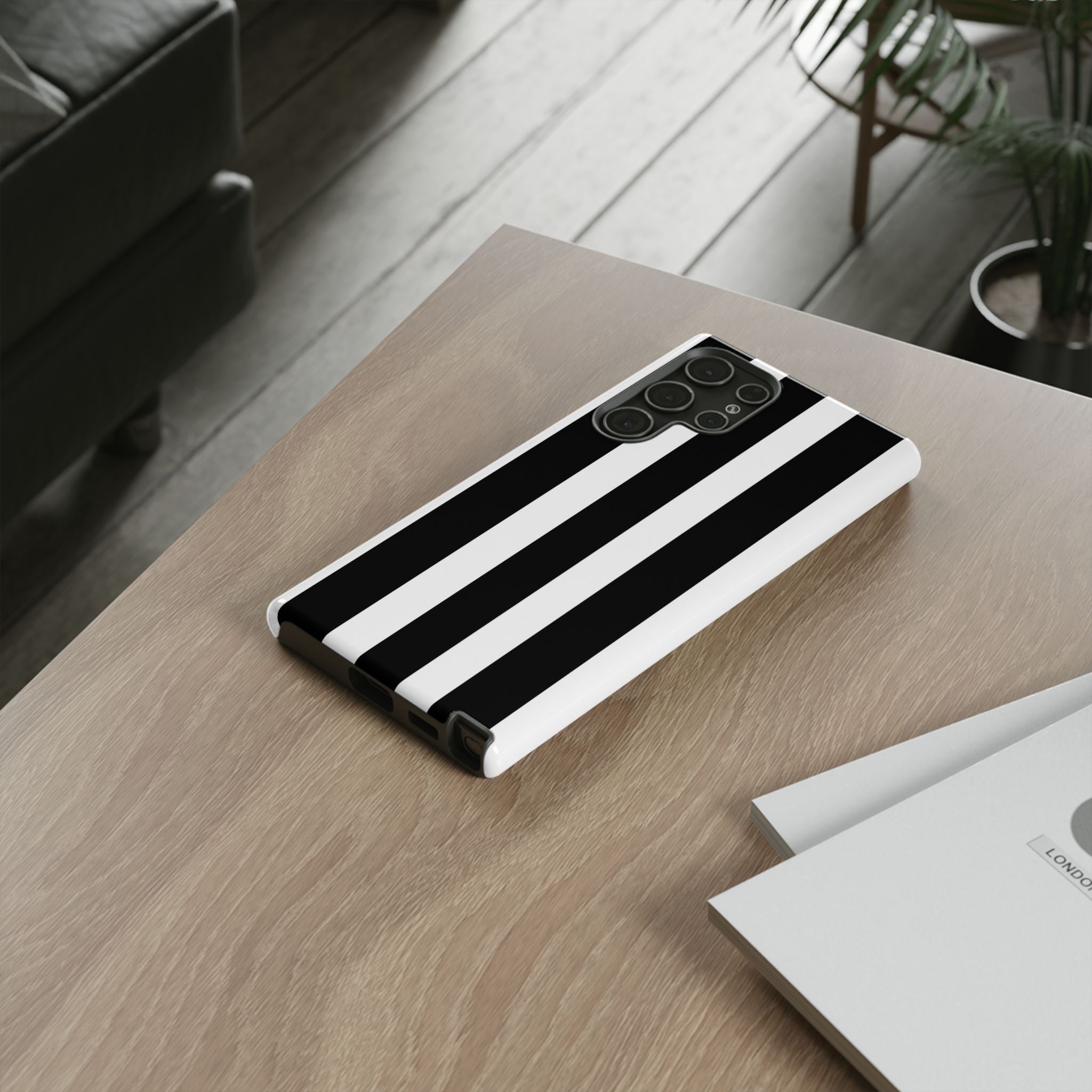 Black & White Vertical Stripe Phone Case — Tough Protective iPhone Cover