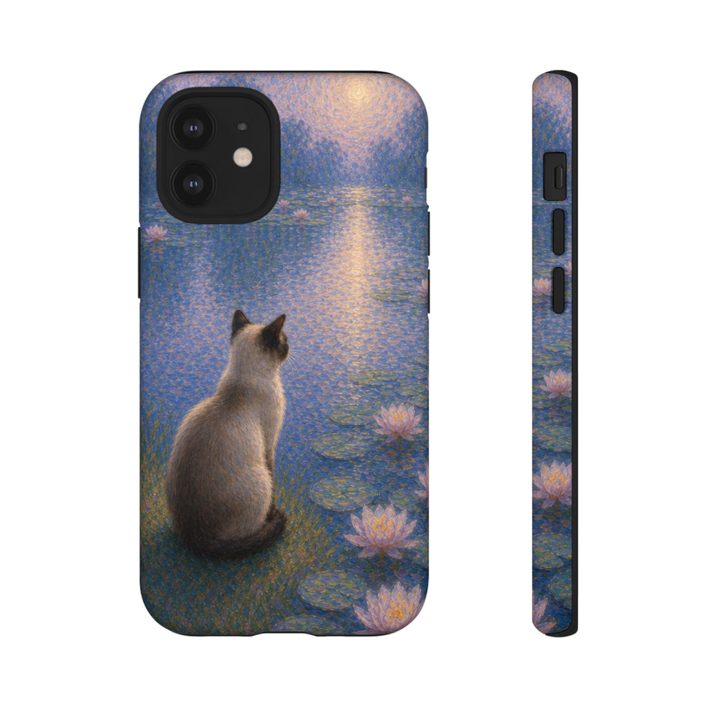Cat Moonlight Phone Case — Serene Siamese by Lily Pond