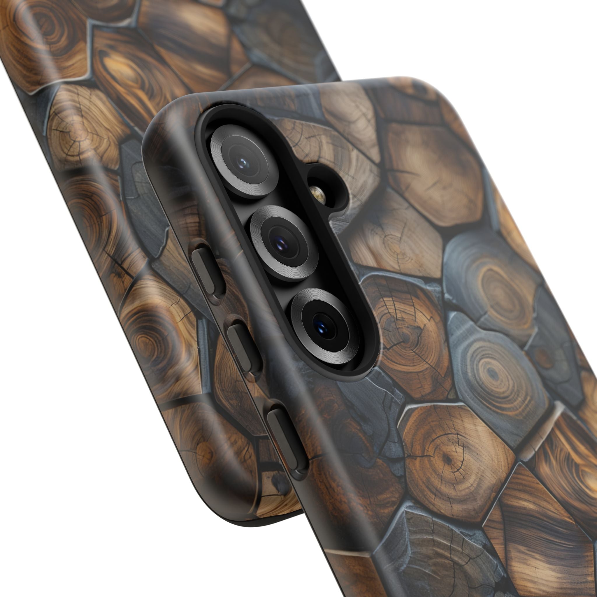 Wood Grain Hex Phone Case — Rustic Geometric iPhone Protection