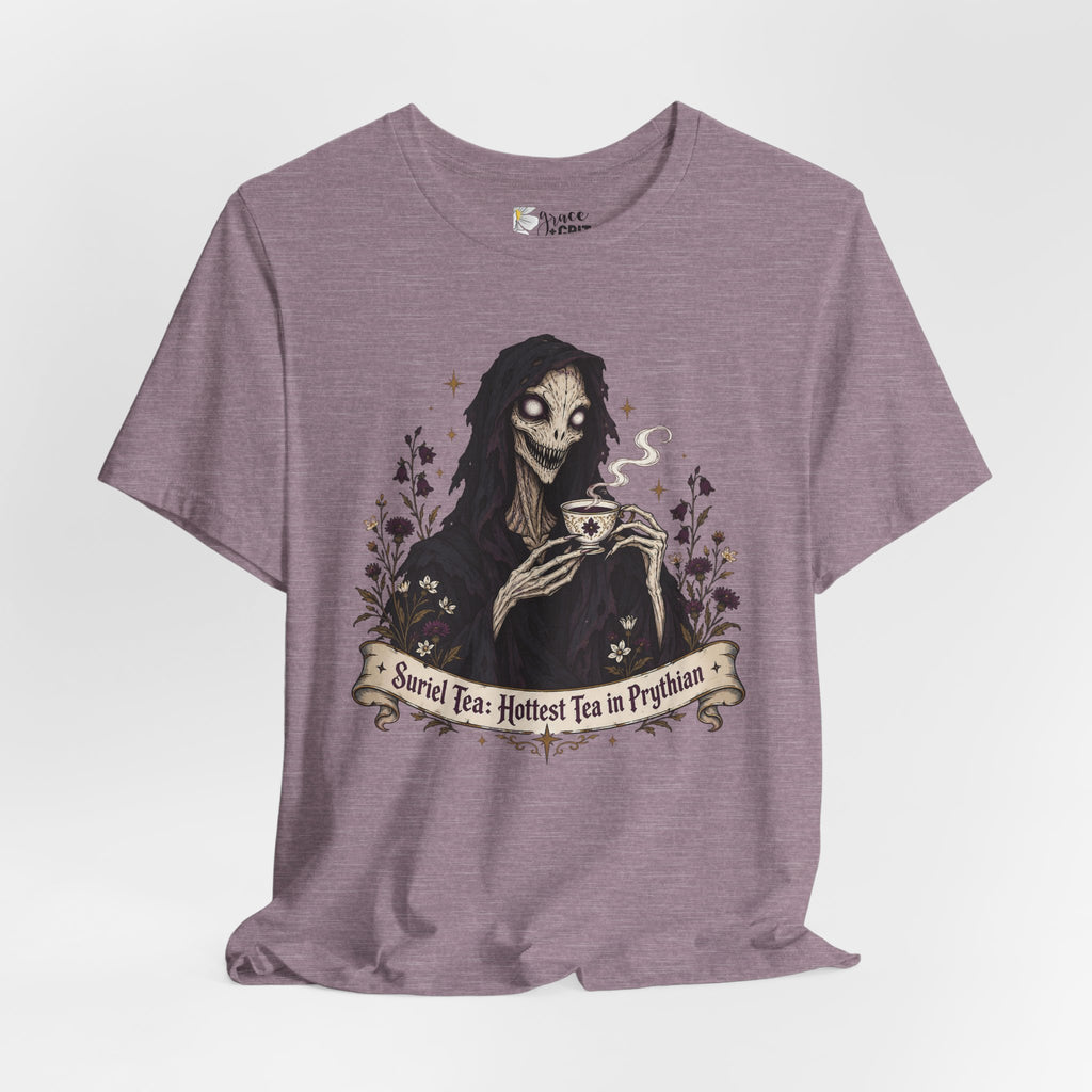 Gothic Reaper Tea T-Shirt — "Sorrel Tea: Hottest Tea in Purgatorium" Graphic Tee