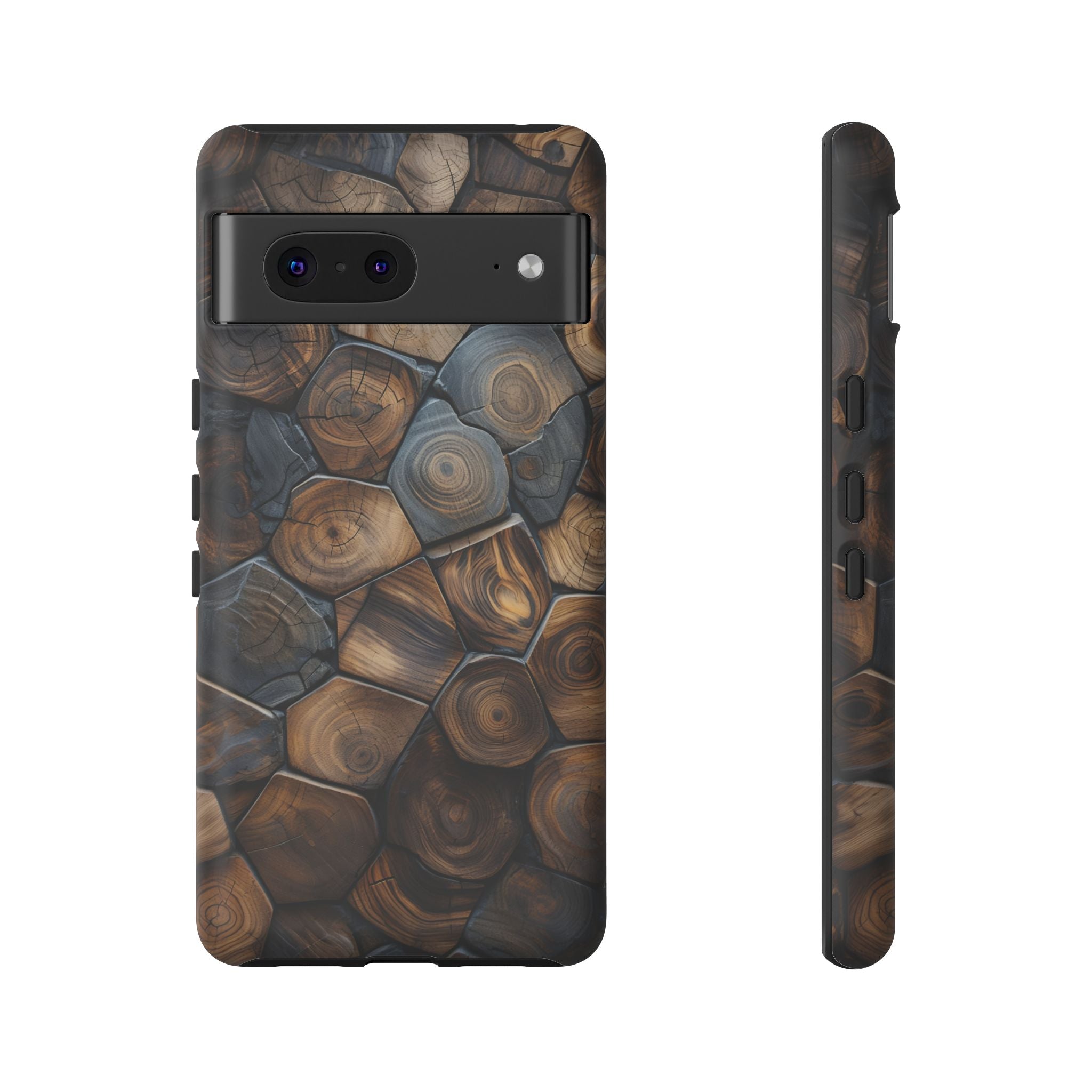Wood Grain Hex Phone Case — Rustic Geometric iPhone Protection