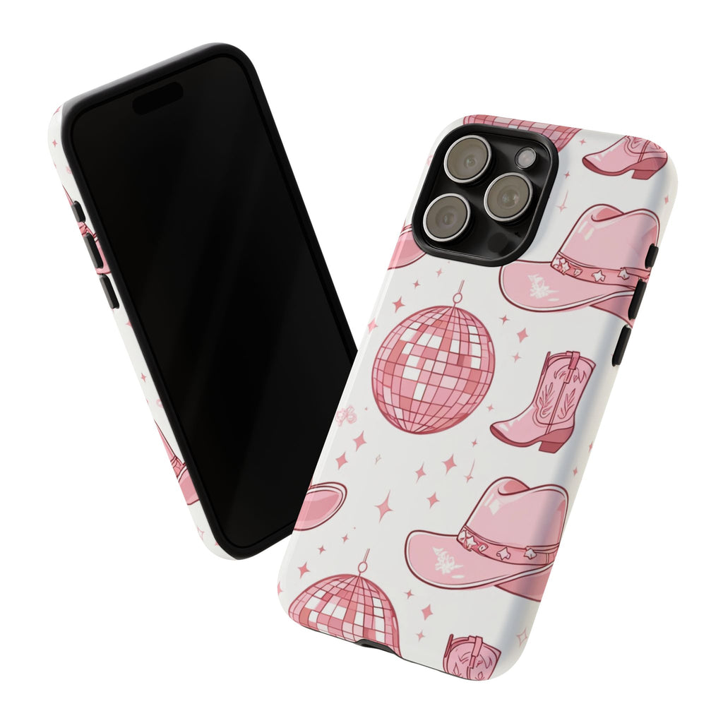 Pink Cowboy Boots & Disco Balls Tough Phone Case