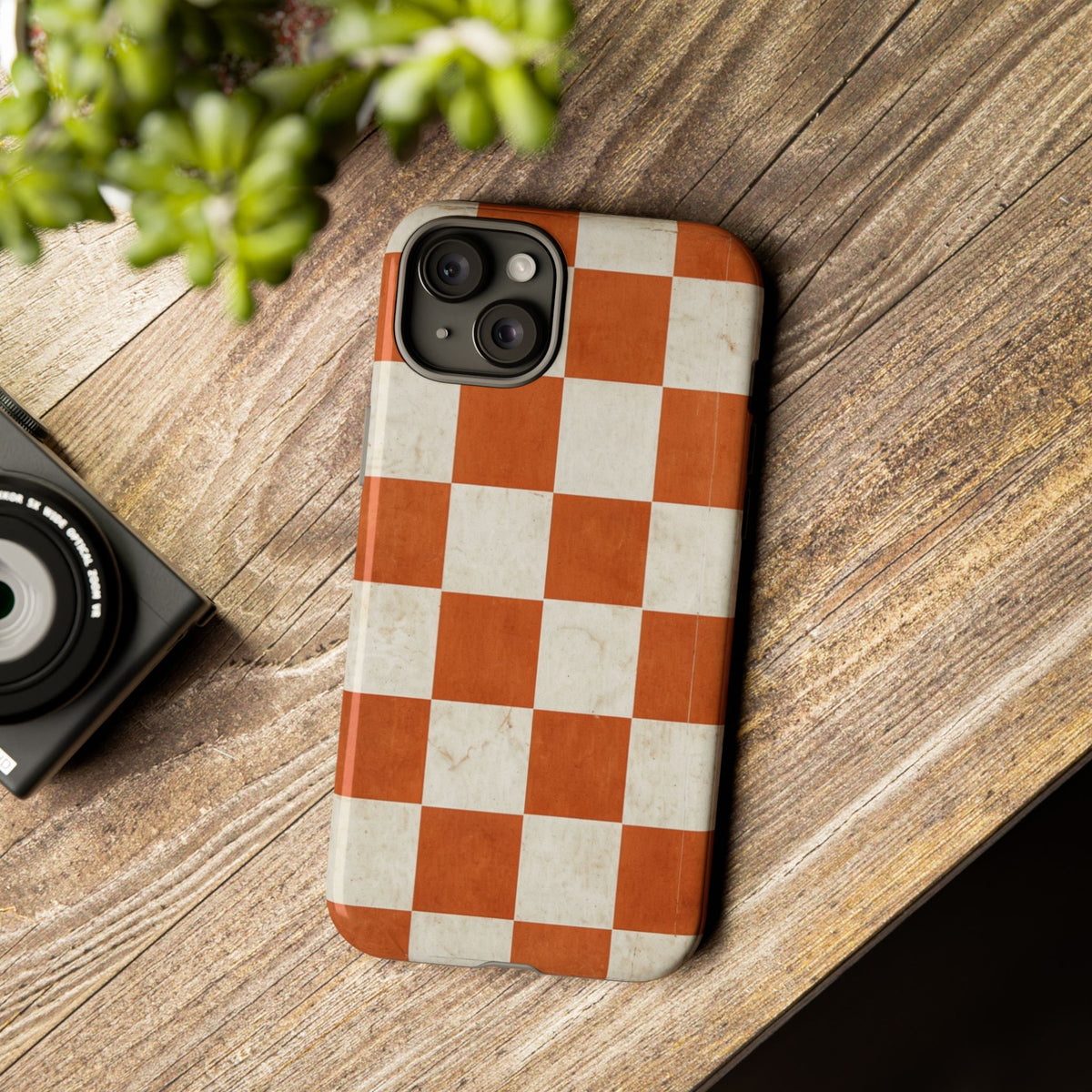 Vintage Orange Checkerboard Tough Phone Case
