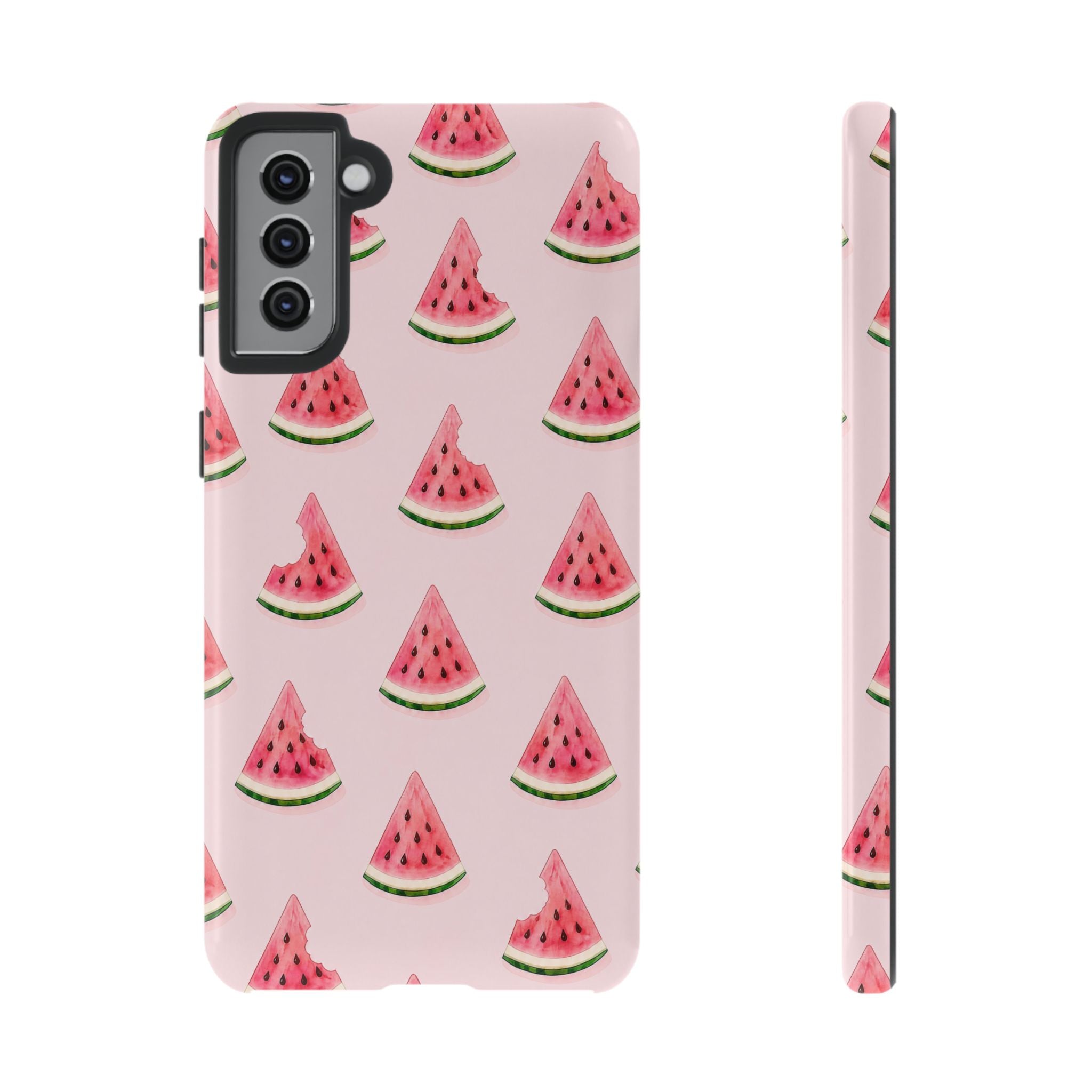 Watermelon Pattern Tough Phone Case — Pink Fruit Slice Protective Case