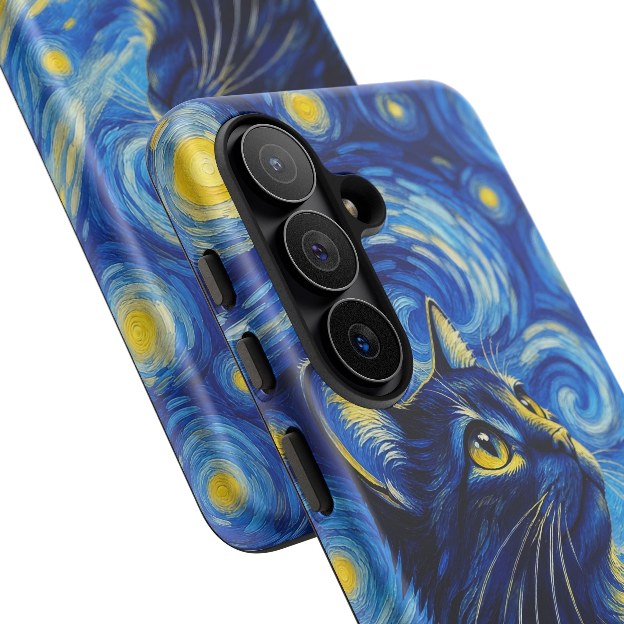 Starry Night Cat Phone Case — Van GoghStyle Blue Galaxy iPhone Cover