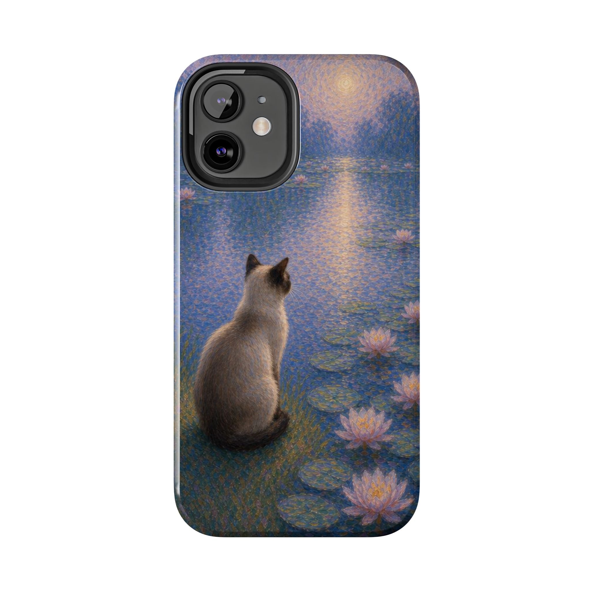 Siamese Cat by Moonlight Tough Phone Case – Waterlily Dream Protective Cover