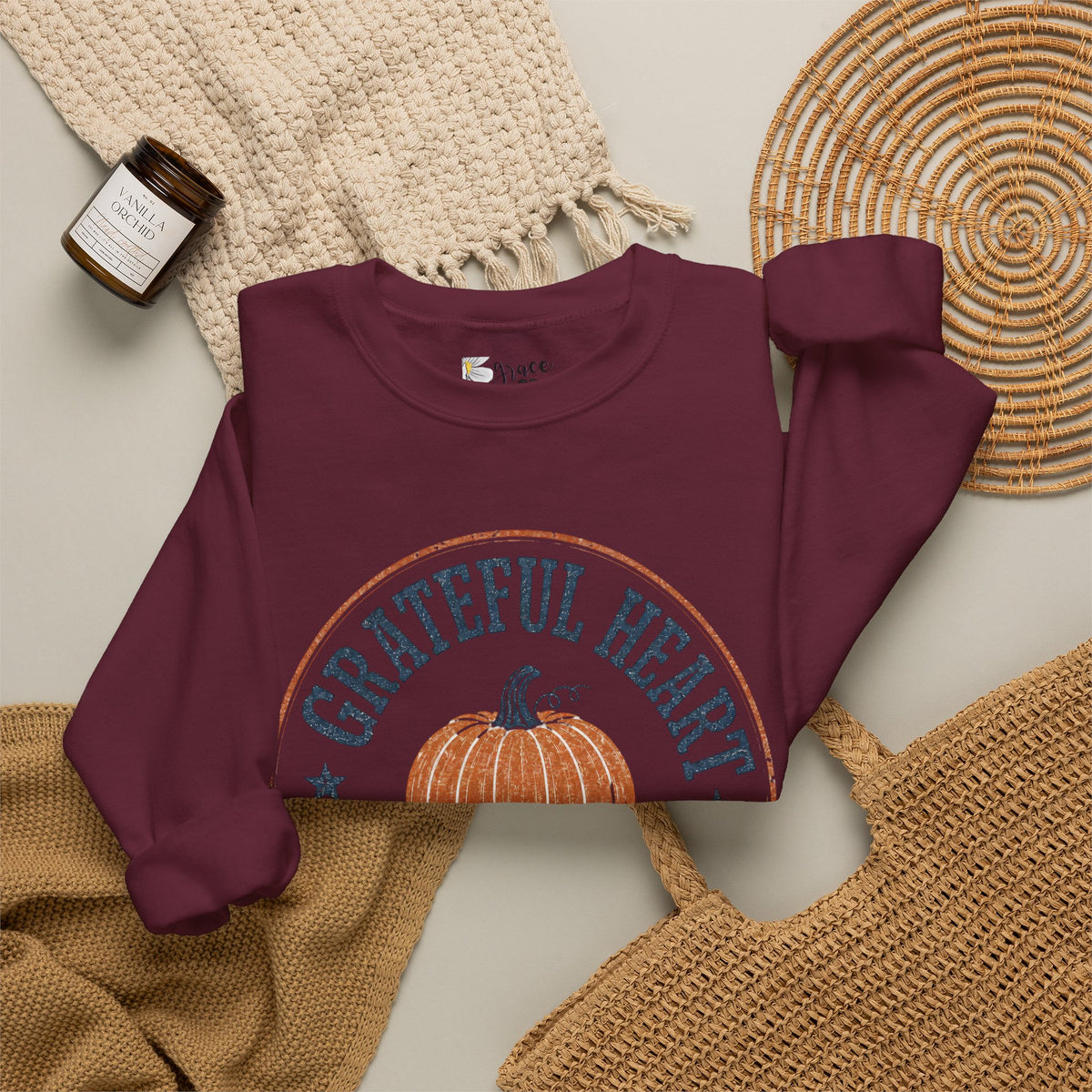 Grateful Heart Pumpkin Sweatshirt – Fall Homeschool Crewneck