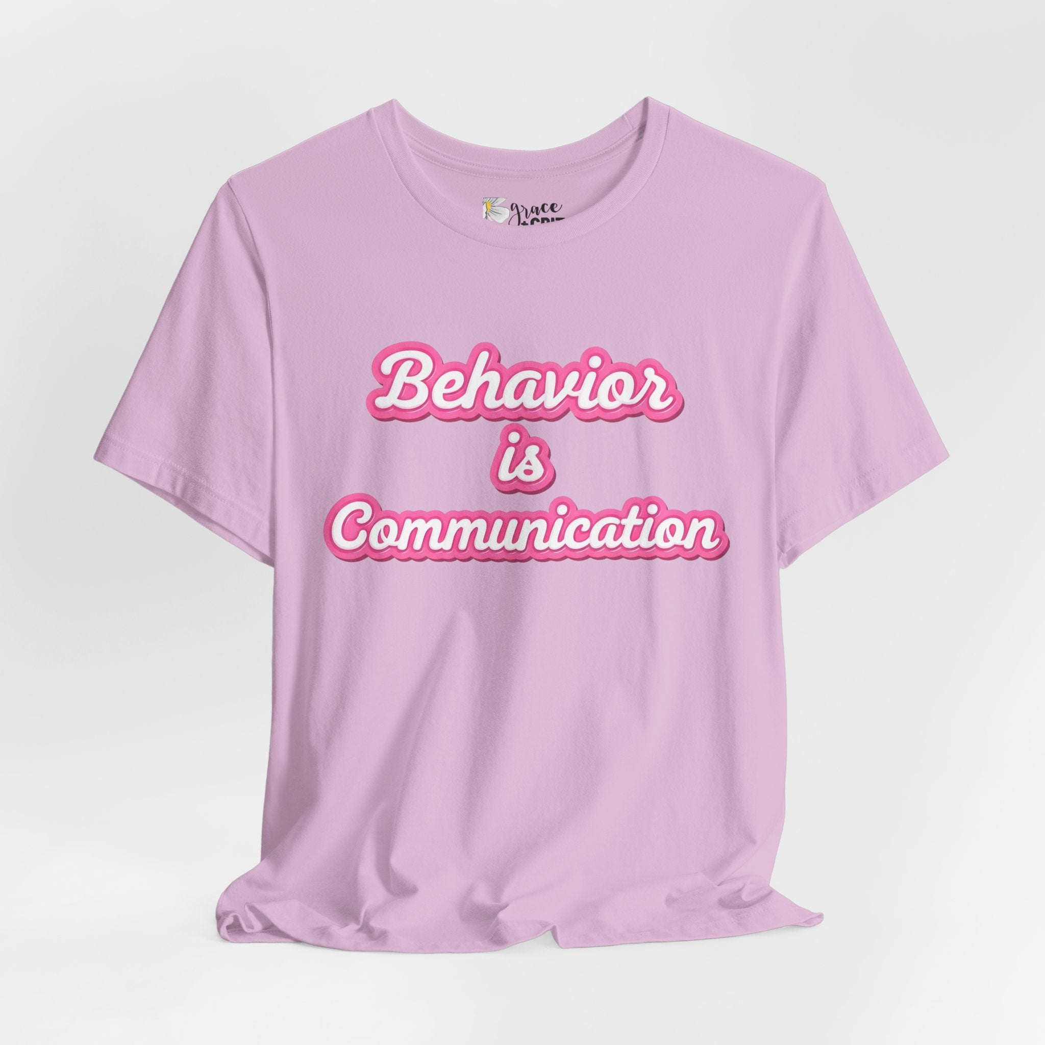 Behavior is Communication T-Shirt | Psychology Awareness Tee, Pink Script