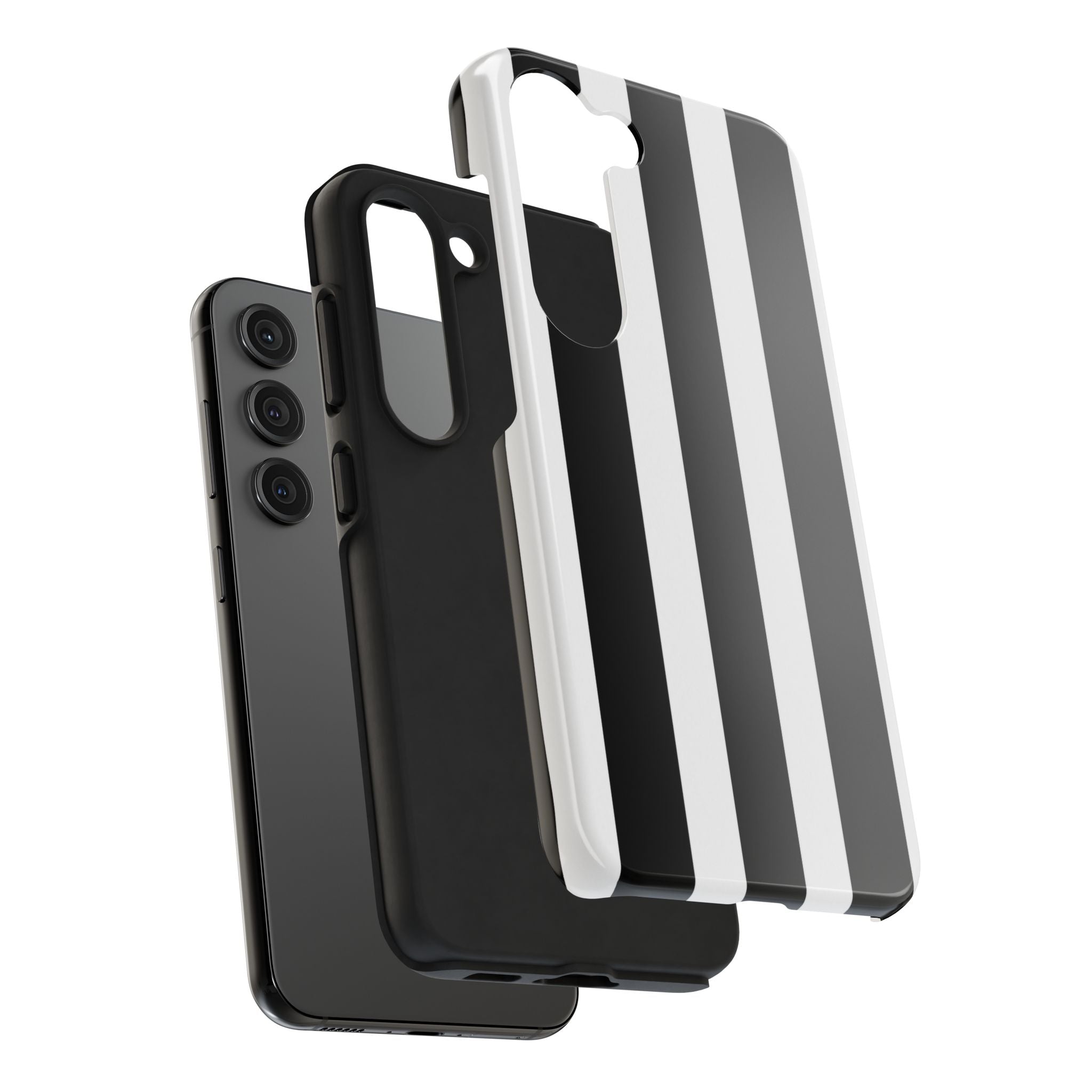 Black & White Bold Stripe Phone Case — Tough Protective Cover