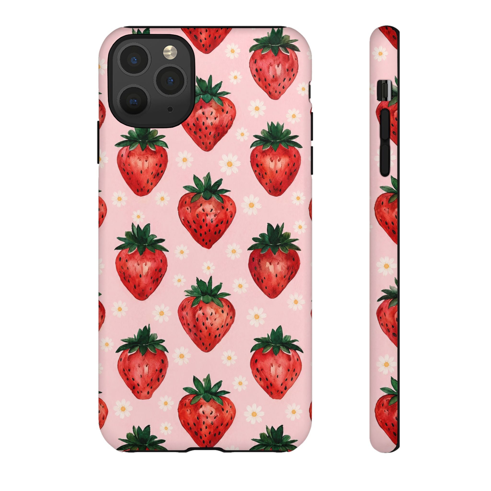 Strawberry Pattern Tough Case — Cute Pink Fruit Phone Case