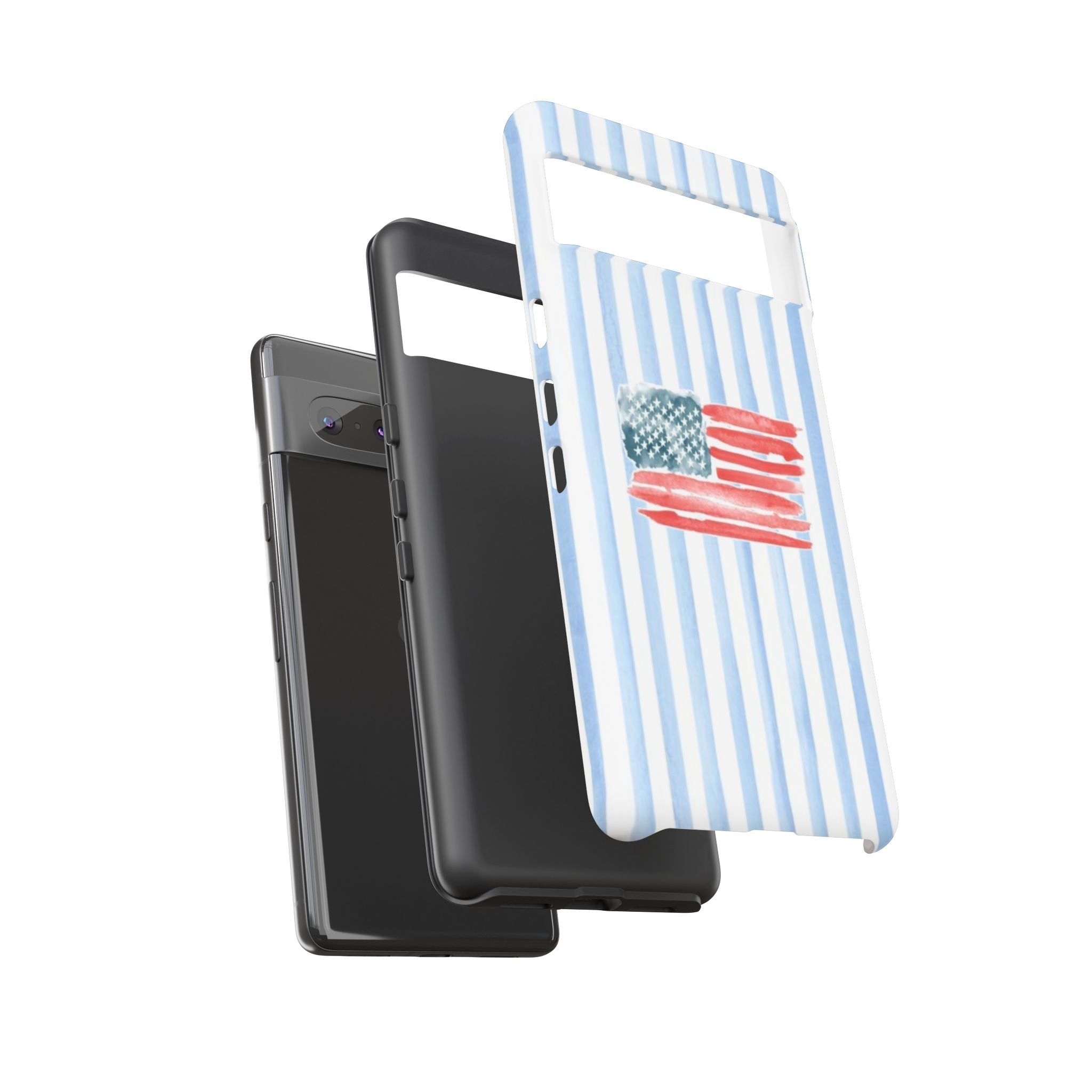 American Flag Watercolor Phone Case - Blue Stripe Tough Case