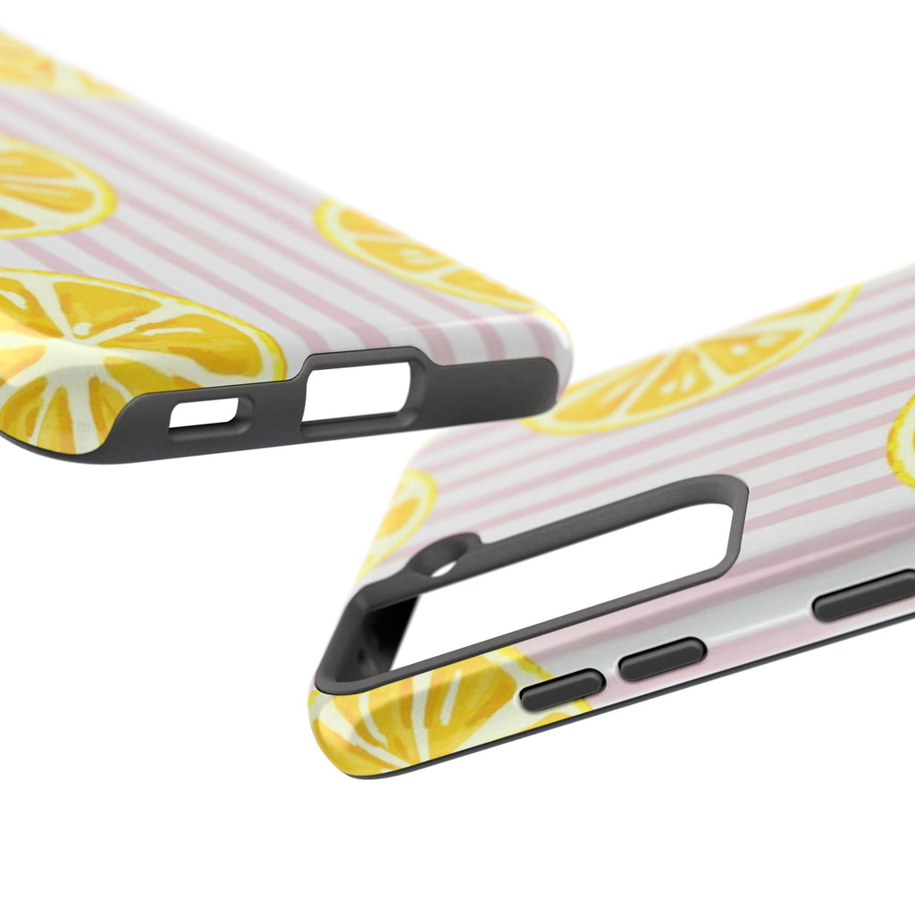 Lemon Slice Tough Phone Case — Pink Stripe Summer Protective Cover