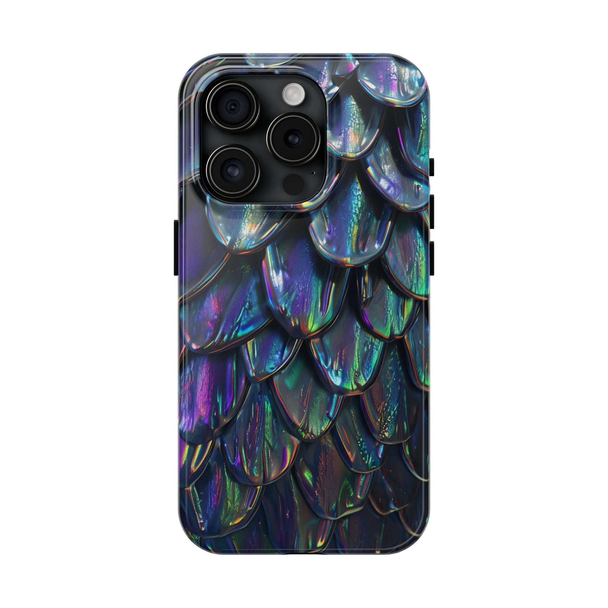 Holographic Mermaid Scale Tough Phone Case — Iridescent Protective Phone Cover