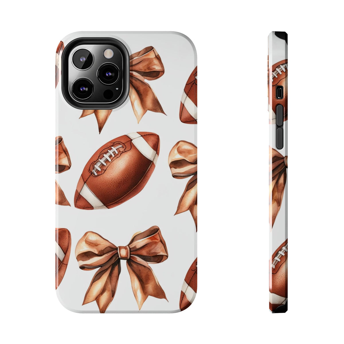 Tough Phone Case – Football & Bow Pattern