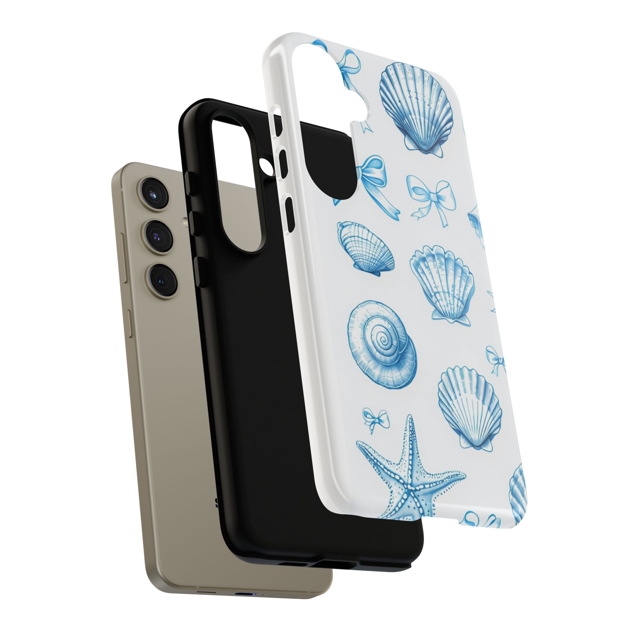 Seaside Shells Phone Case — Blue Nautical Shell & Starfish Pattern