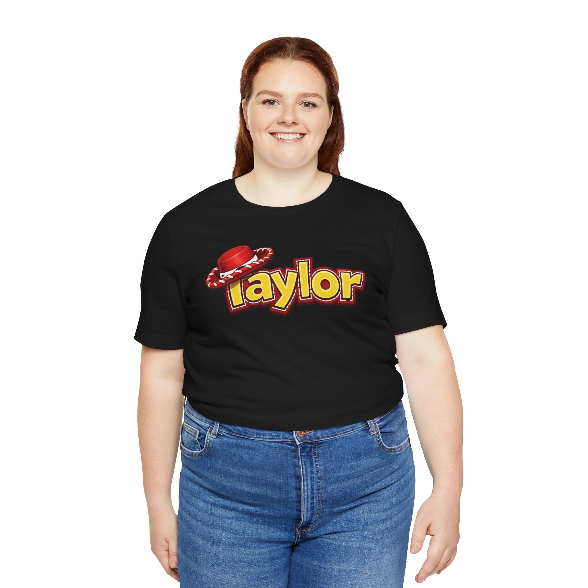 Taylor Name Tee — Retro Western Logo T-Shirt with Red Cowboy Hat