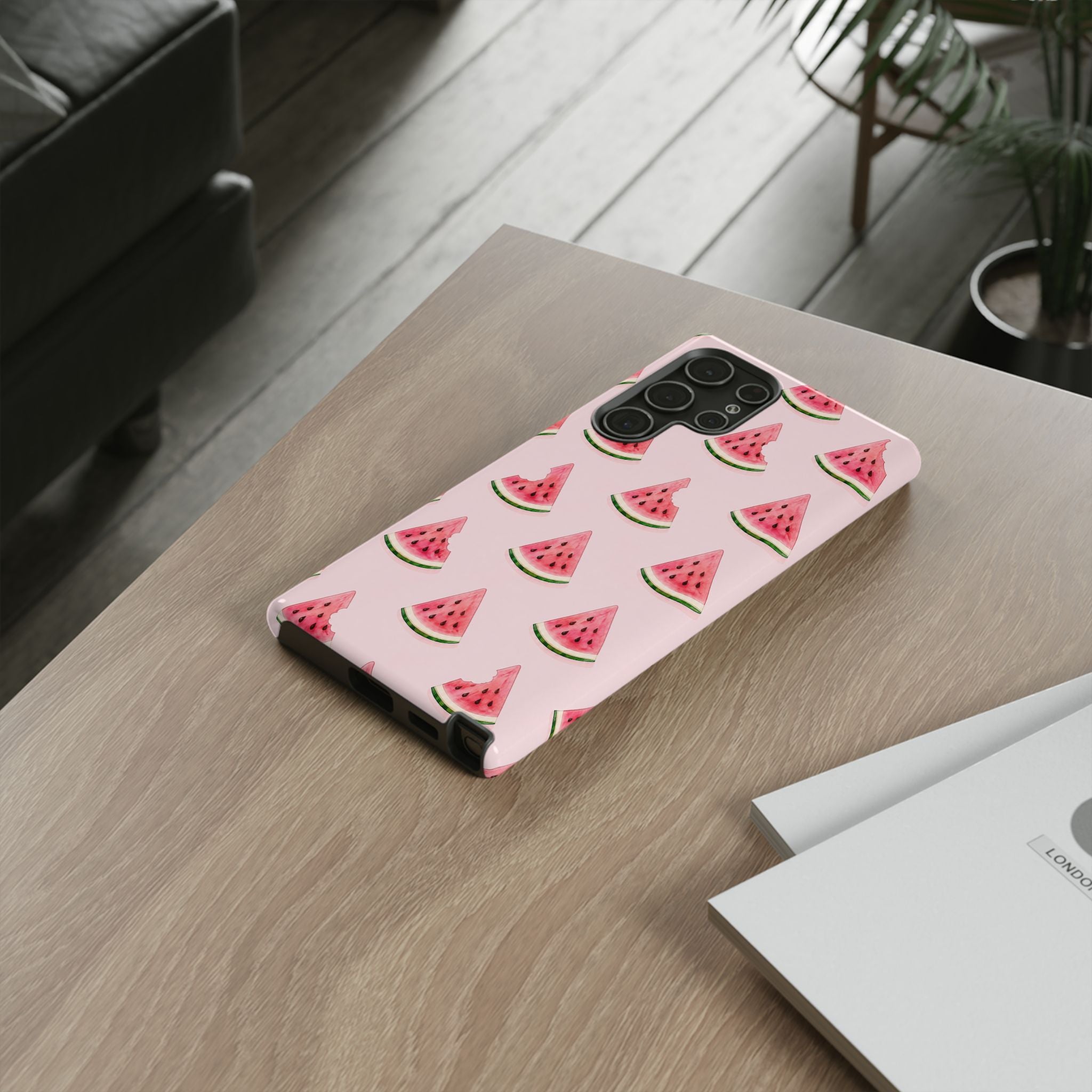 Watermelon Pattern Tough Phone Case — Pink Fruit Slice Protective Case