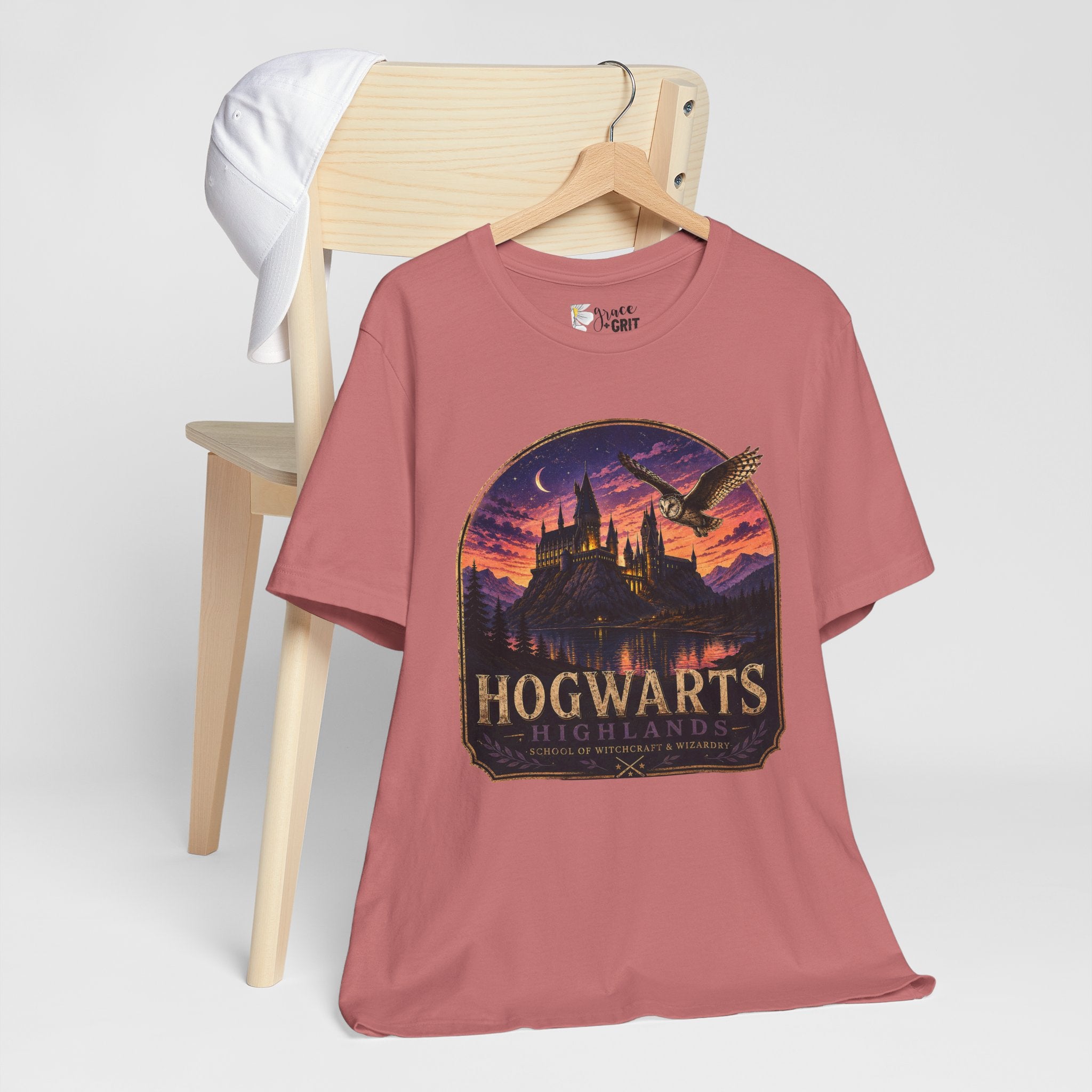 Hogwarts Highlands Graphic Tee — Sunset Castle Illustration T‑Shirt