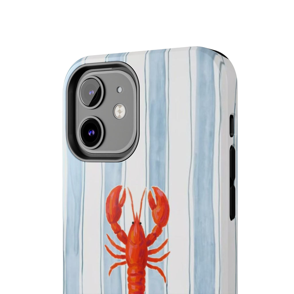 Lobster Stripe Tough Phone Case — Coastal Nautical Protective Cover