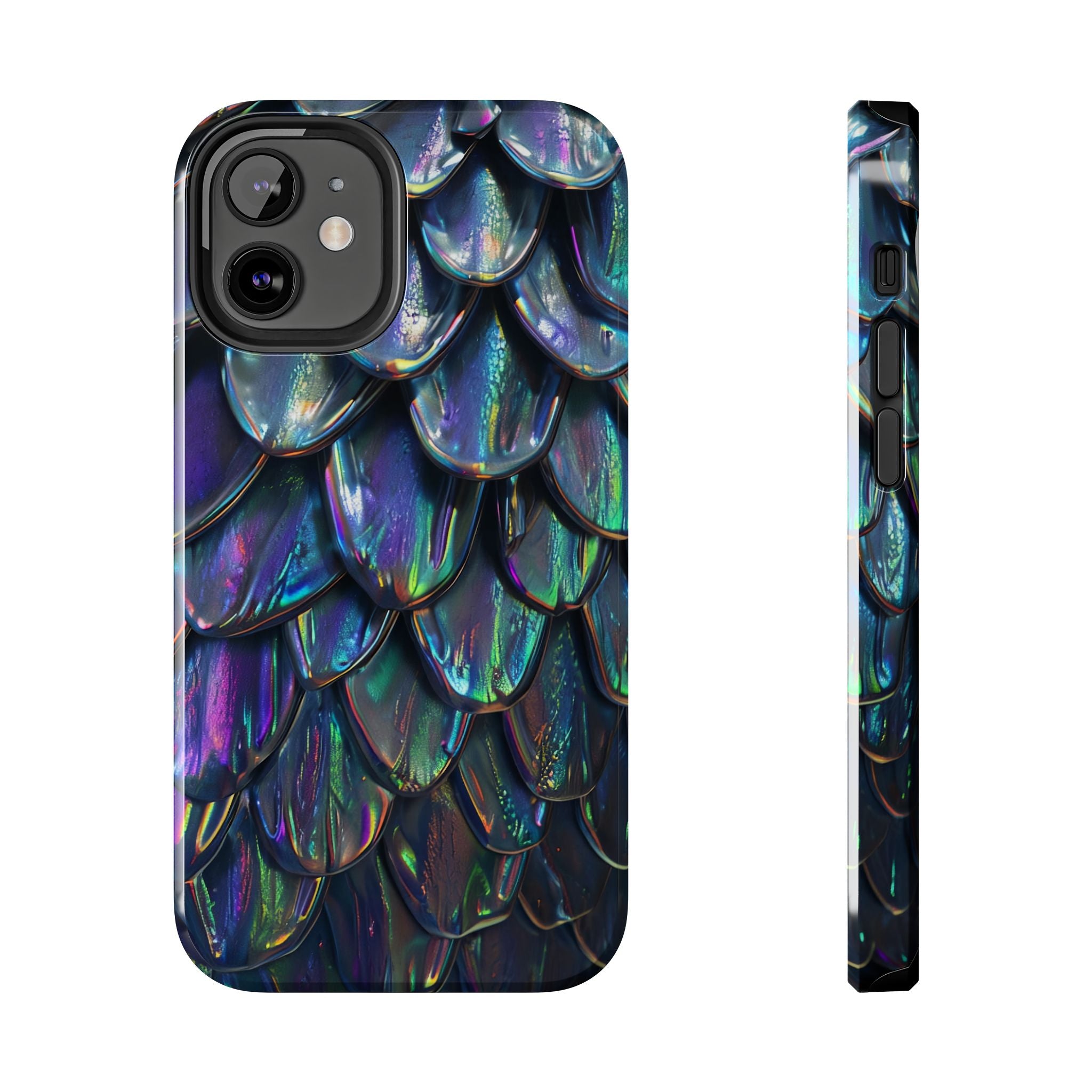 Holographic Mermaid Scale Tough Phone Case — Iridescent Protective Phone Cover