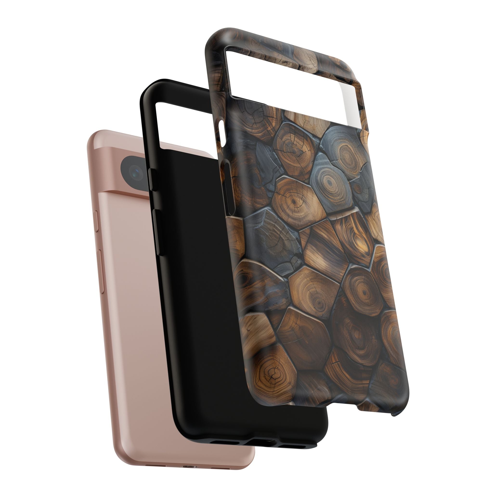 Wood Grain Hex Phone Case — Rustic Geometric iPhone Protection