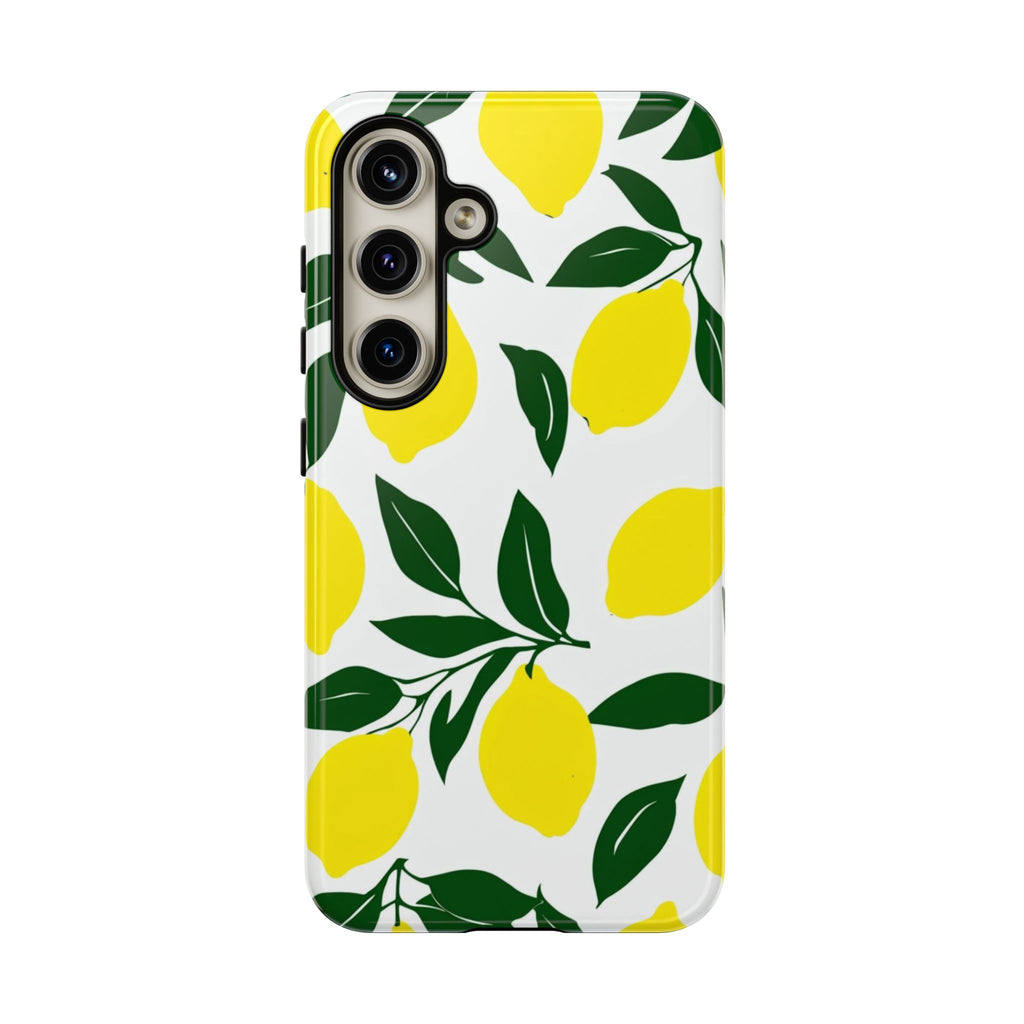 Lemon Pattern Tough Phone Case — Bright Citrus Protective Cover