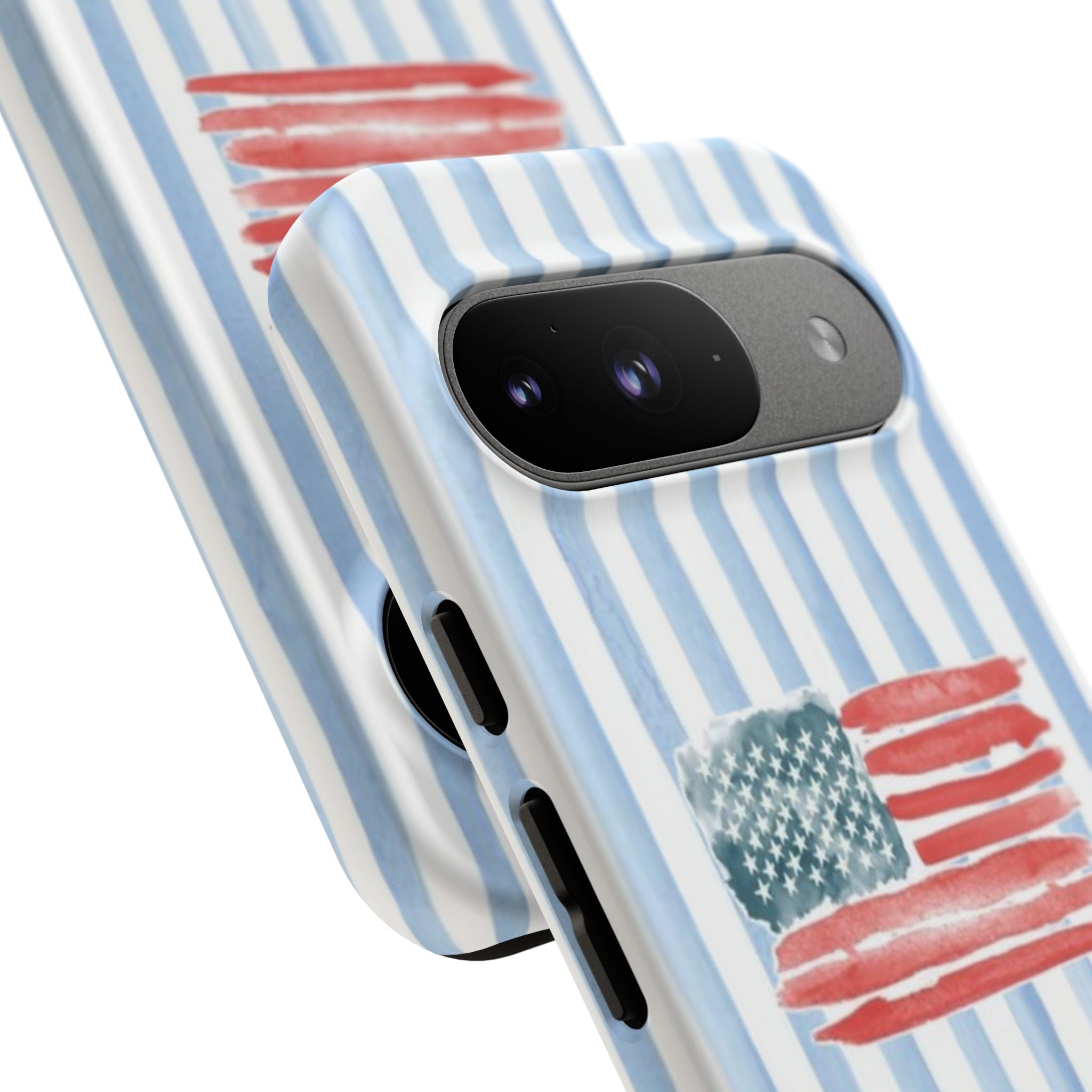 American Flag Watercolor Phone Case - Blue Stripe Tough Case