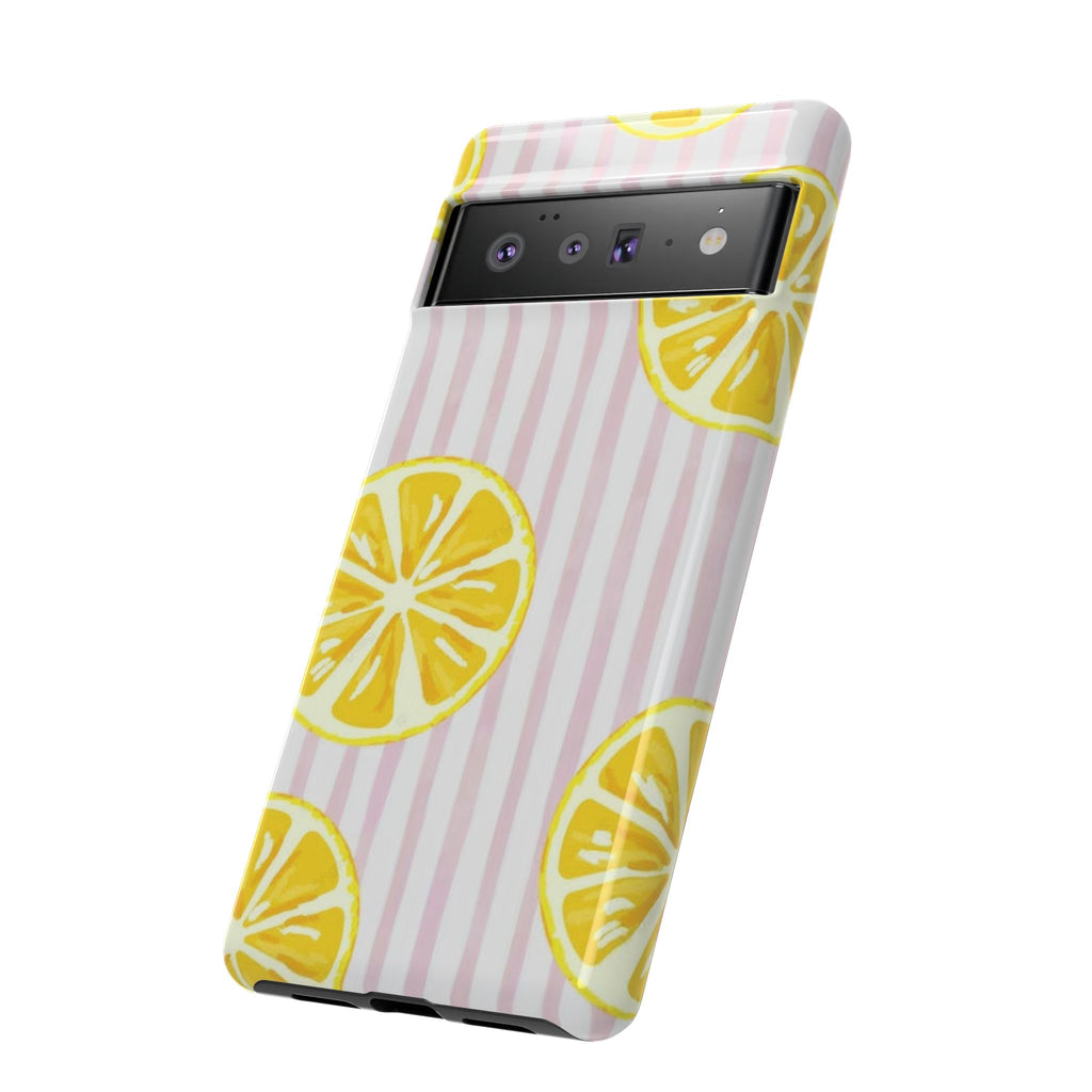 Lemon Slices Tough Case — Cute Pink Stripe Phone Cover