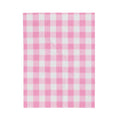 Pink Gingham Velveteen Plush Blanket — Soft Cozy Throw for Nursery, Baby Shower & Home