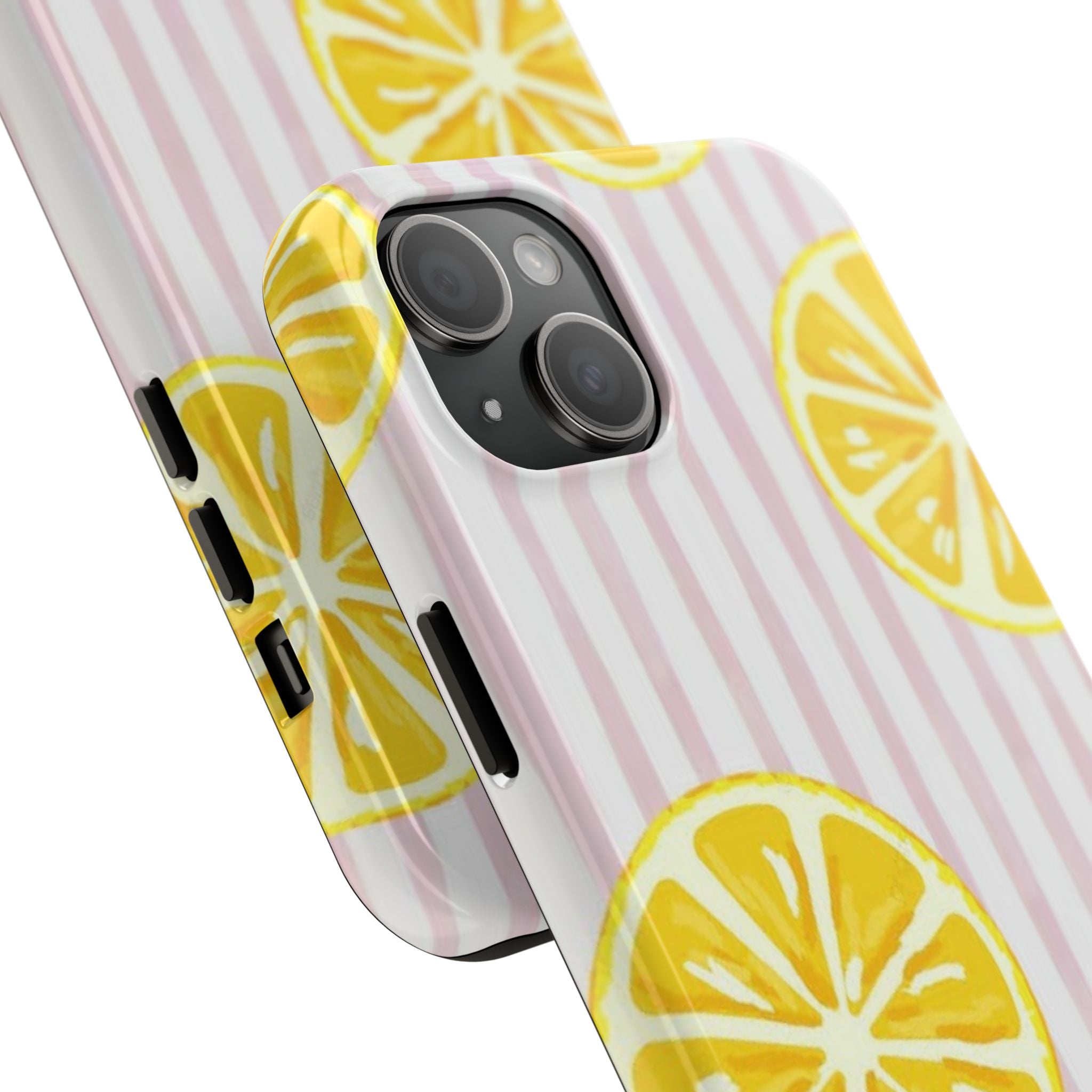 Lemon Slice Tough Phone Case — Pink Stripe Summer Protective Cover