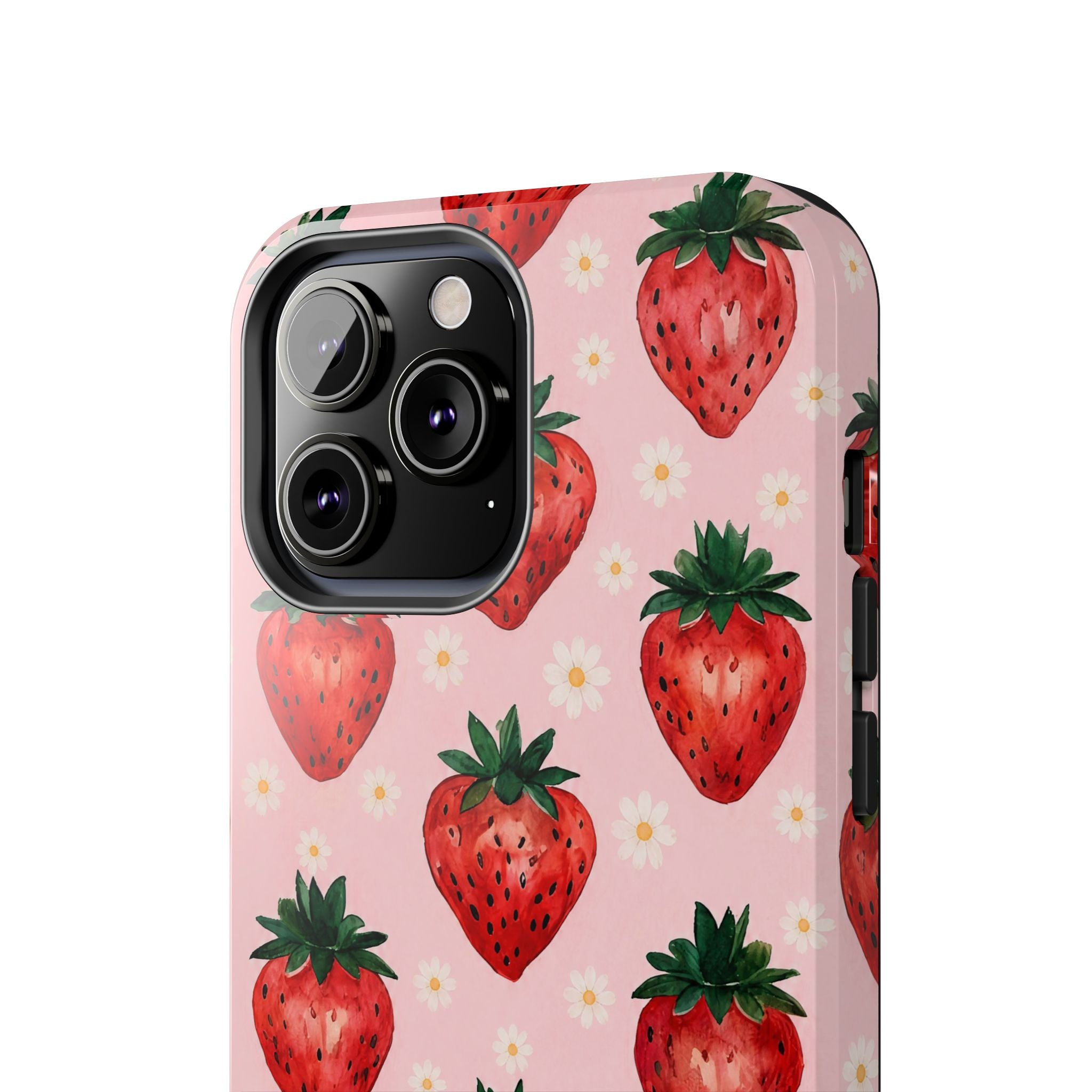 Strawberry Pattern Tough Phone Case — Cute Pink Fruit iPhone/Android Protection