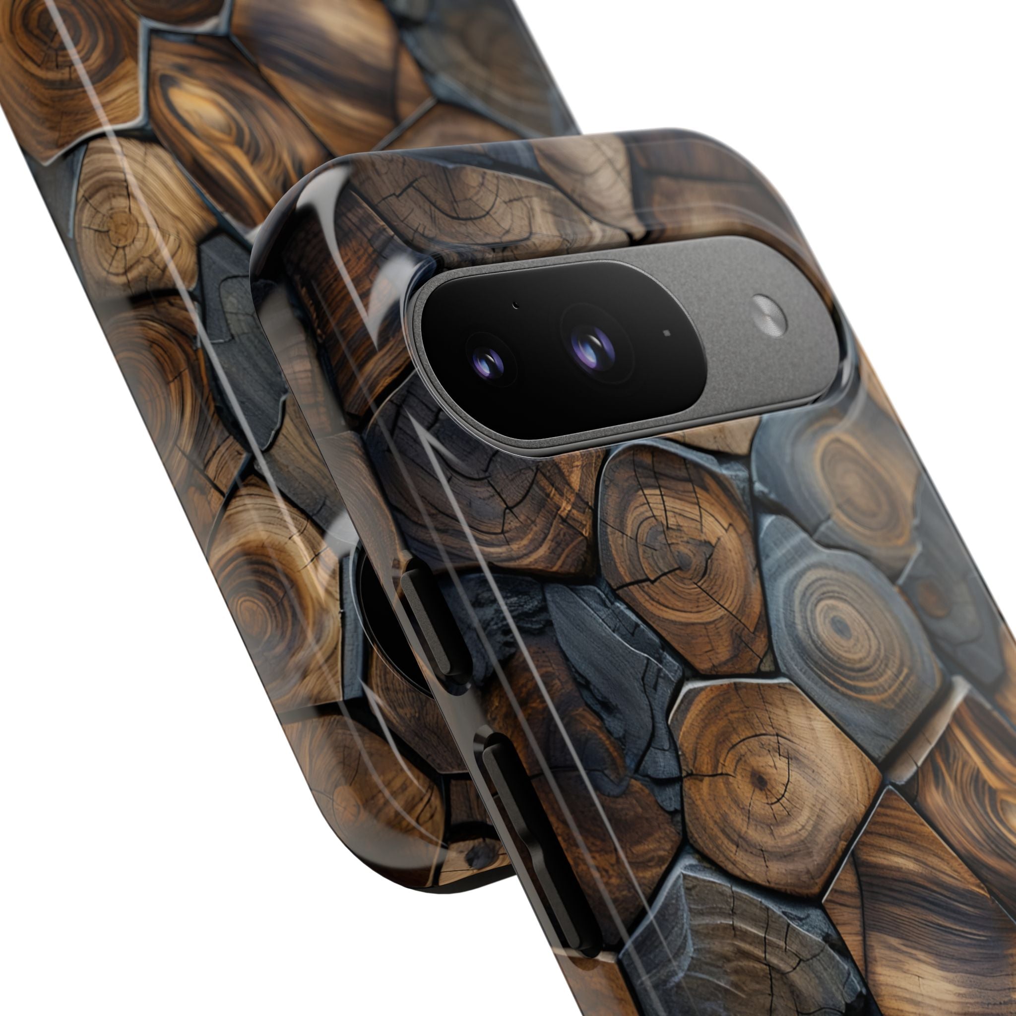 Wood Grain Hex Phone Case — Rustic Geometric iPhone Protection