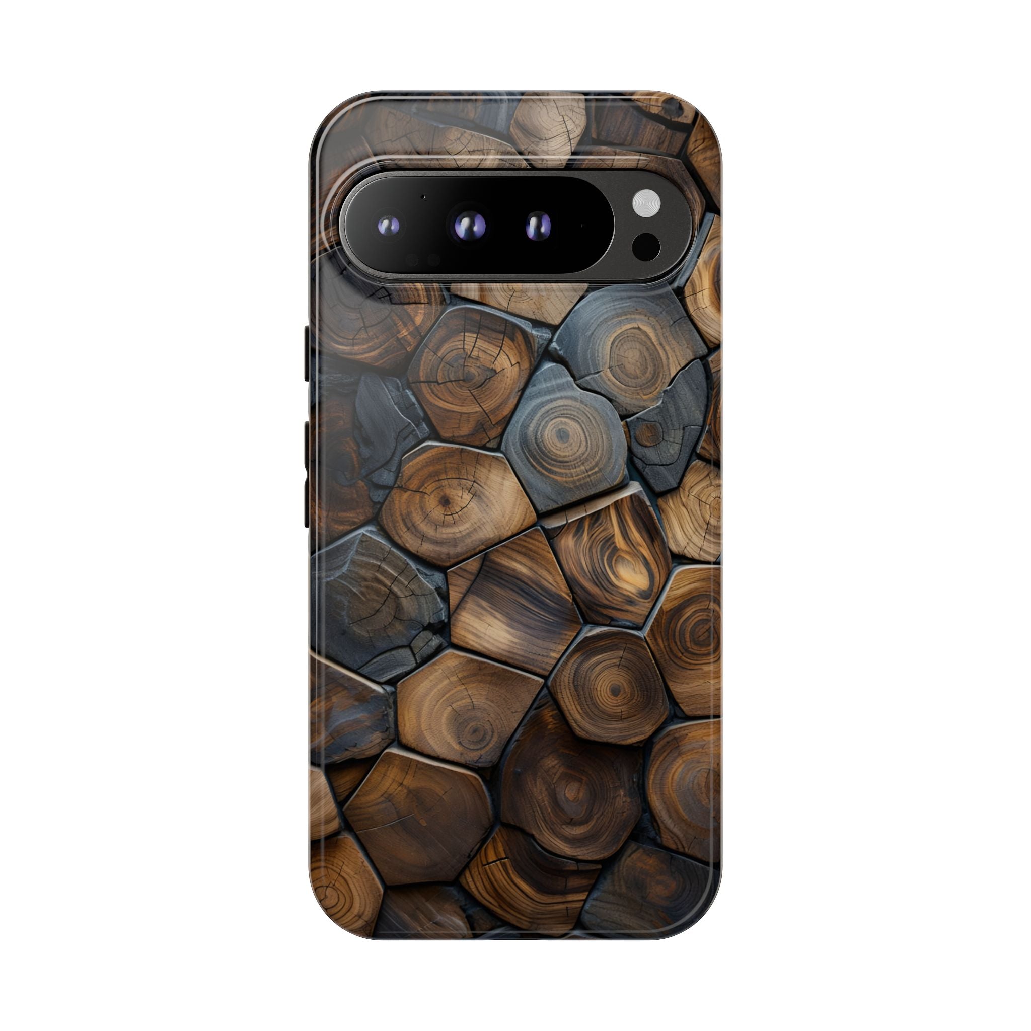 Wood Grain Hex Phone Case — Rustic Geometric iPhone Protection