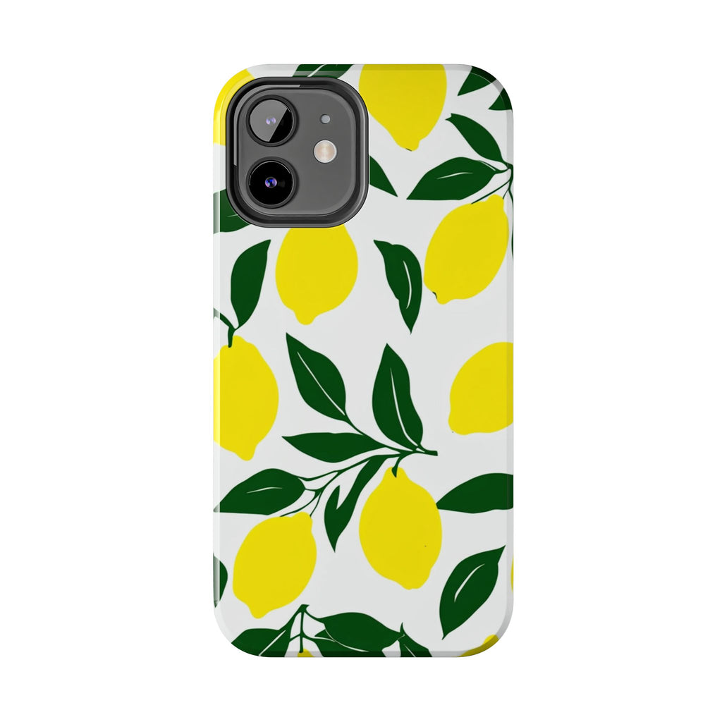 Lemon Pattern Tough Phone Case — Bright Citrus Protective Phone Cover