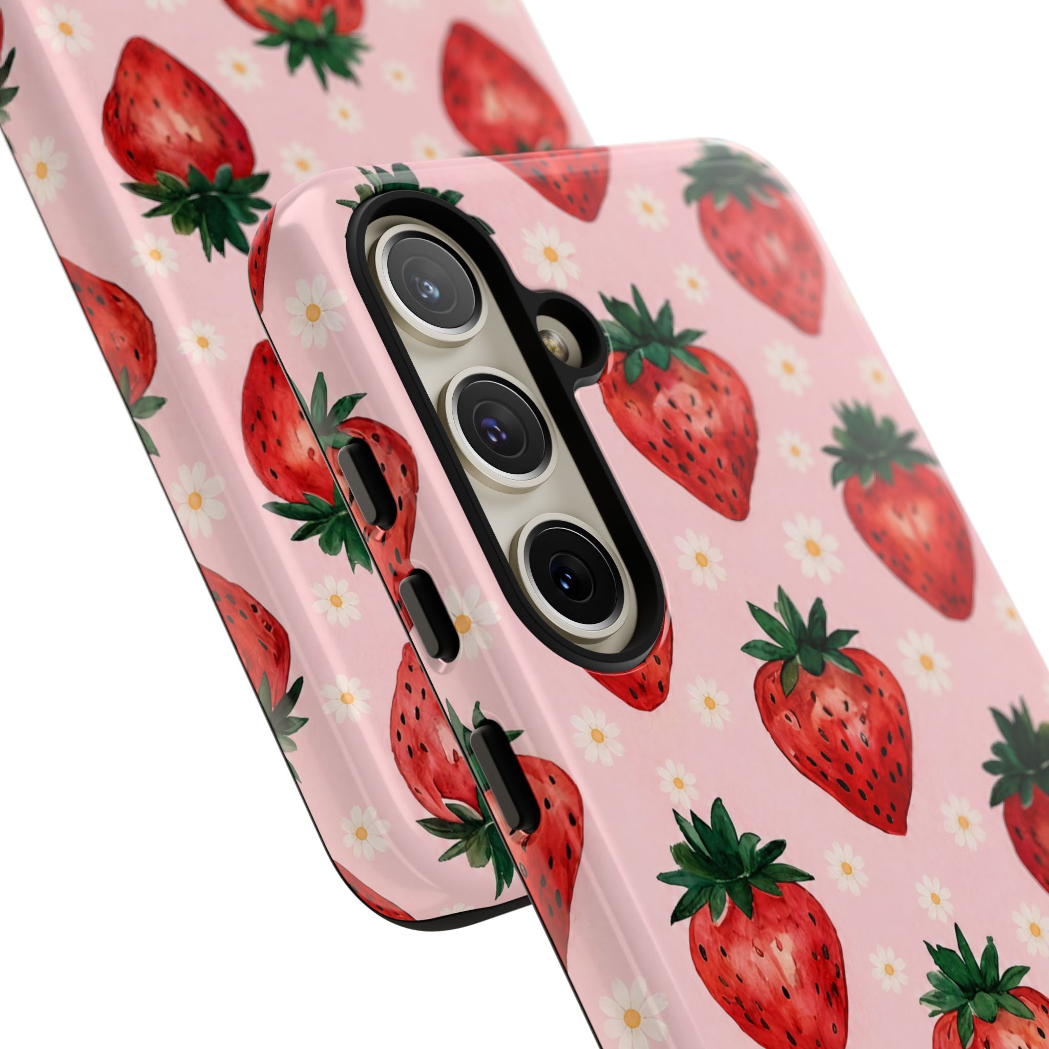 Strawberry Pattern Tough Case — Cute Pink Fruit Phone Case